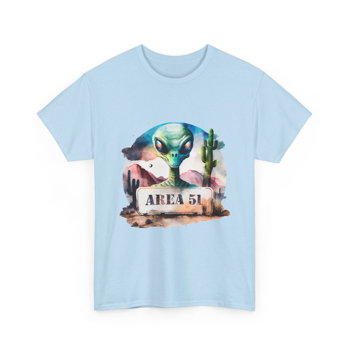 Area 51 Alien Shirt - Watercolor UFO Desert Tee, Roswell Sci-Fi Aesthetic T-Shirt