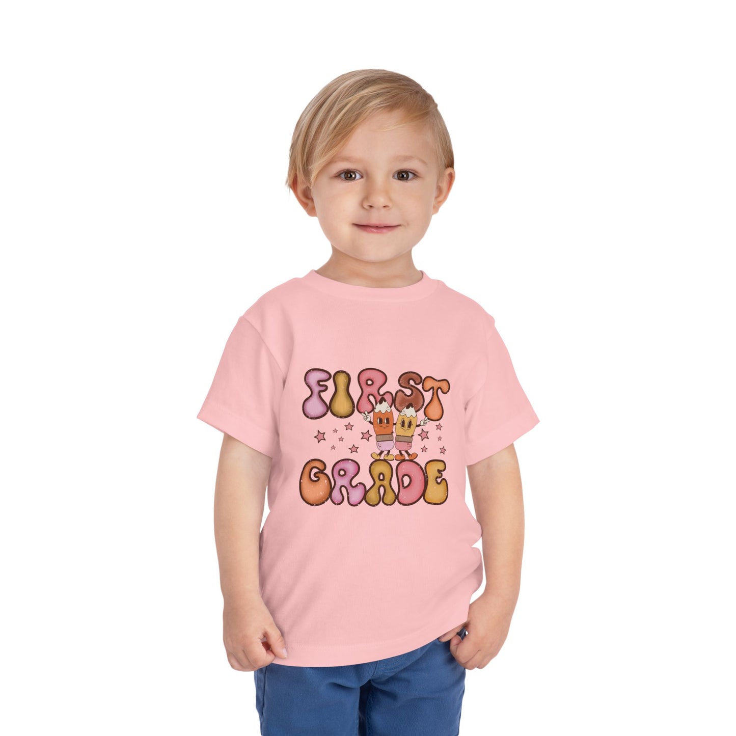 First Grade Bubble Letters T-Shirt | Cute Retro Back to School Kids Tee