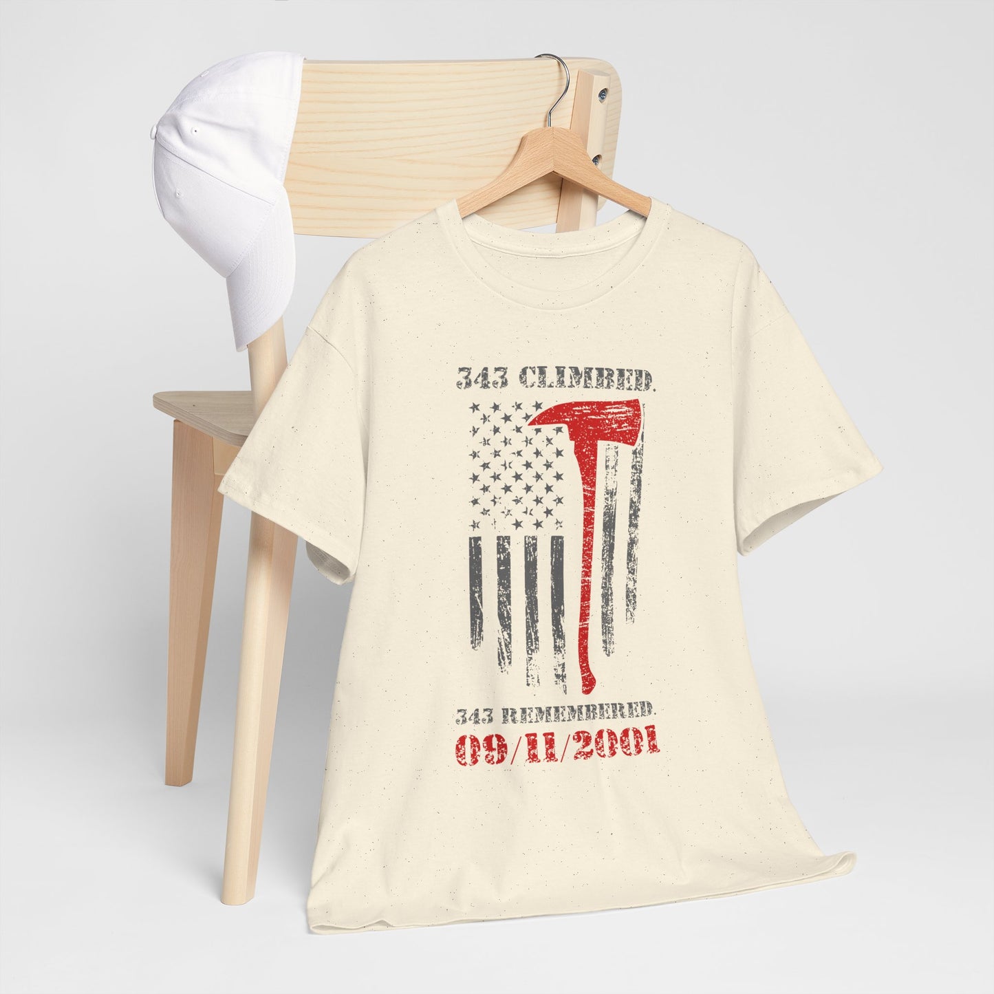 343 Climbed 343 Remembered T-Shirt - Firefighter 9/11 Memorial Tee