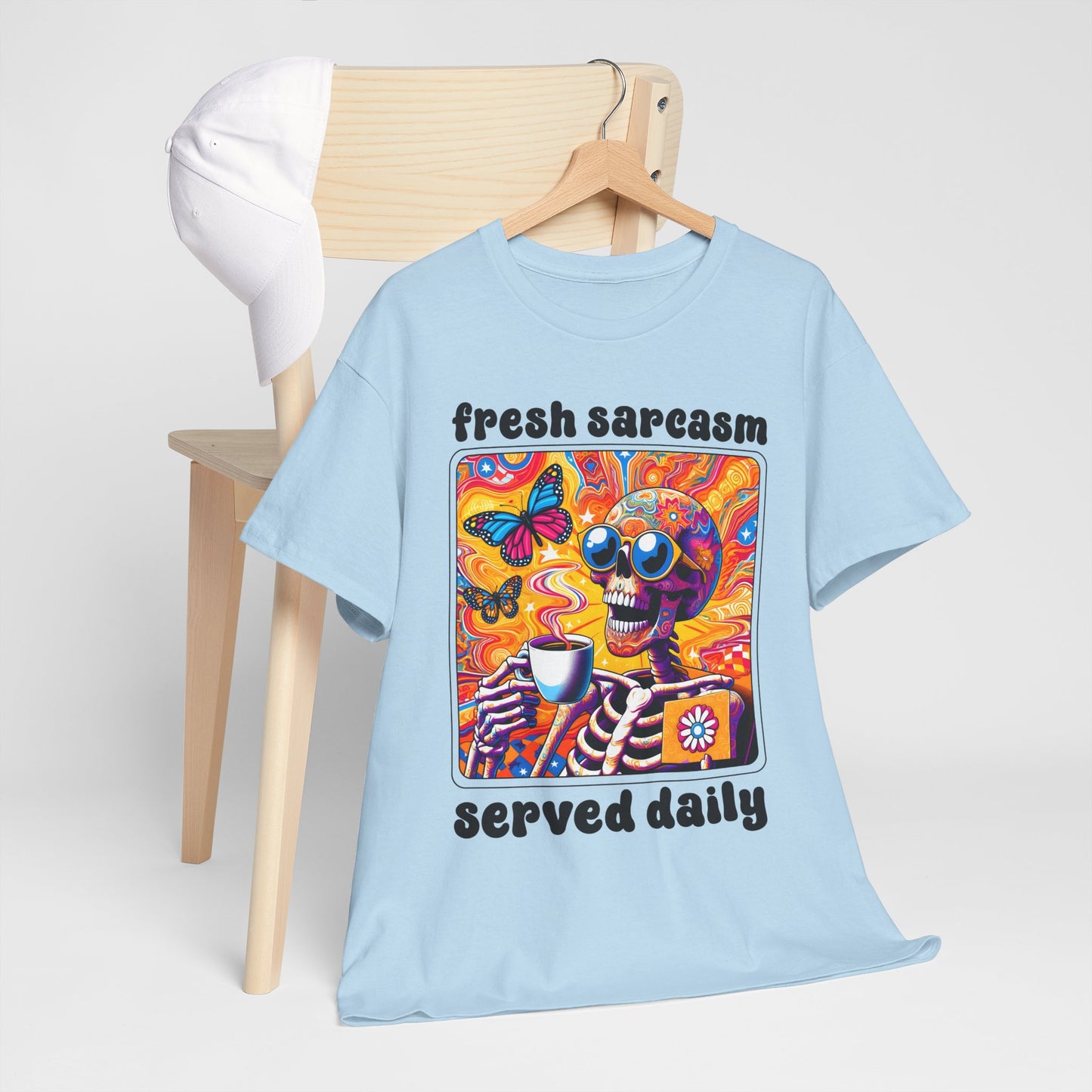 Psychedelic Coffee Skeleton T-Shirt - Trippy Boho Butterfly Tee