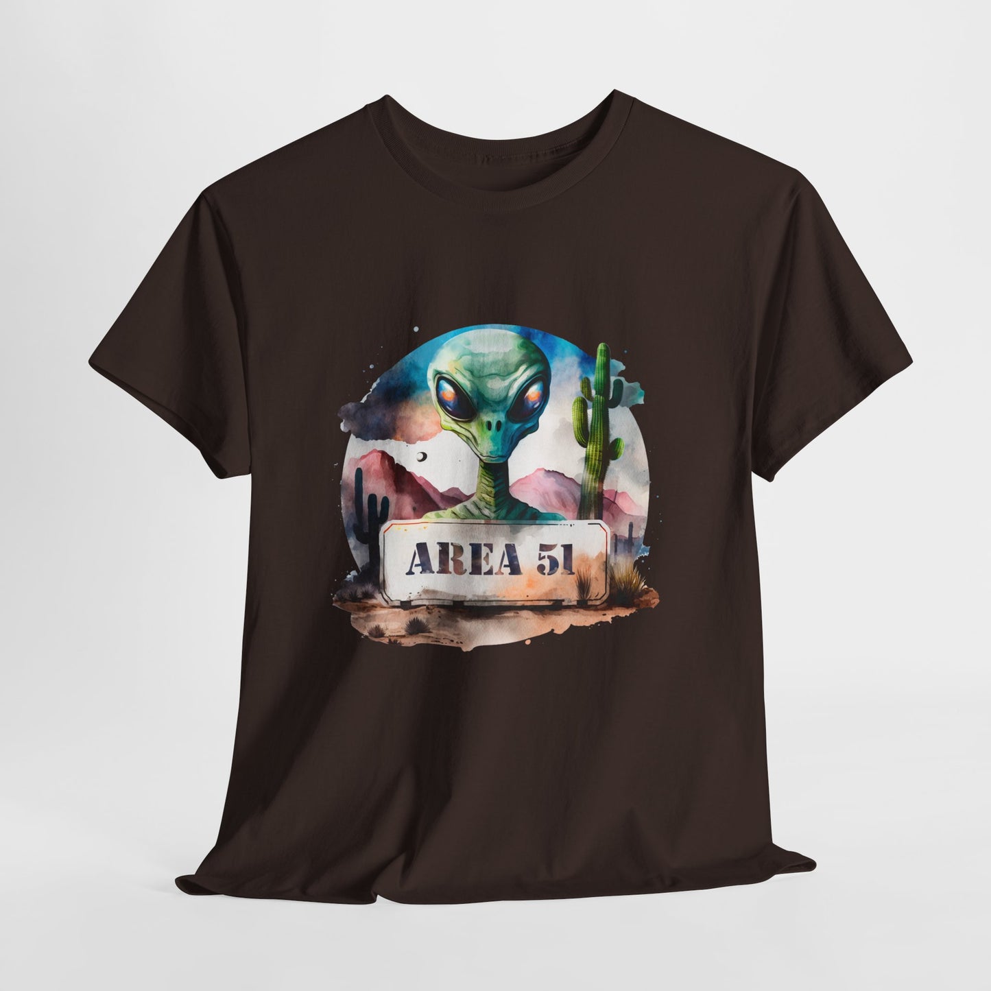Area 51 Alien Shirt - Watercolor UFO Desert Tee, Roswell Sci-Fi Aesthetic T-Shirt