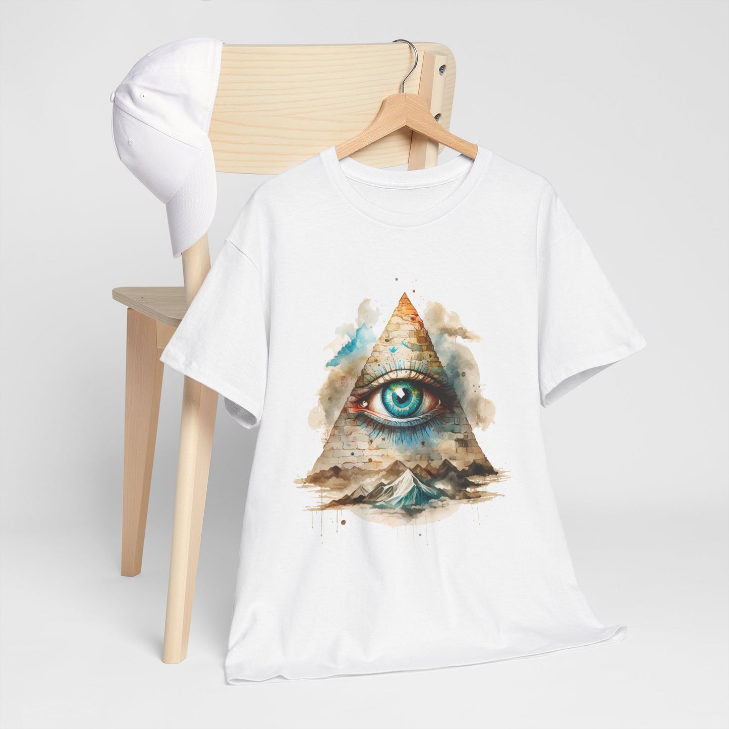 All-Seeing Eye Pyramid T-Shirt - Watercolor Illuminati Aesthetic Tee