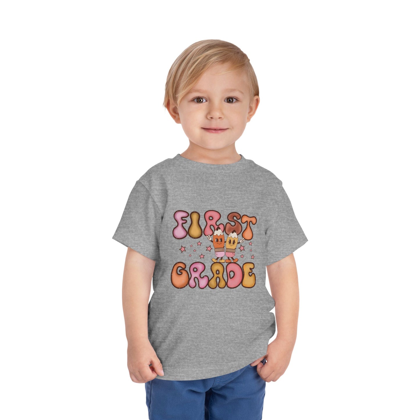 First Grade Bubble Letters T-Shirt | Cute Retro Back to School Kids Tee