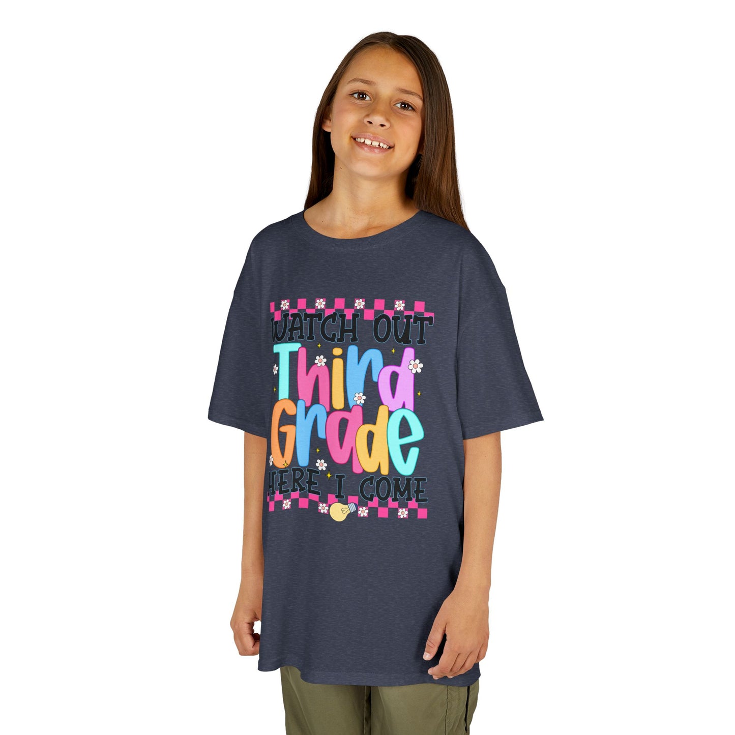 Watch Out Third Grade Shirt - Colorful Kids Back to School Tee, Heavy Cotton T-Shirt for 3rd Grade, First Day of School Outfit