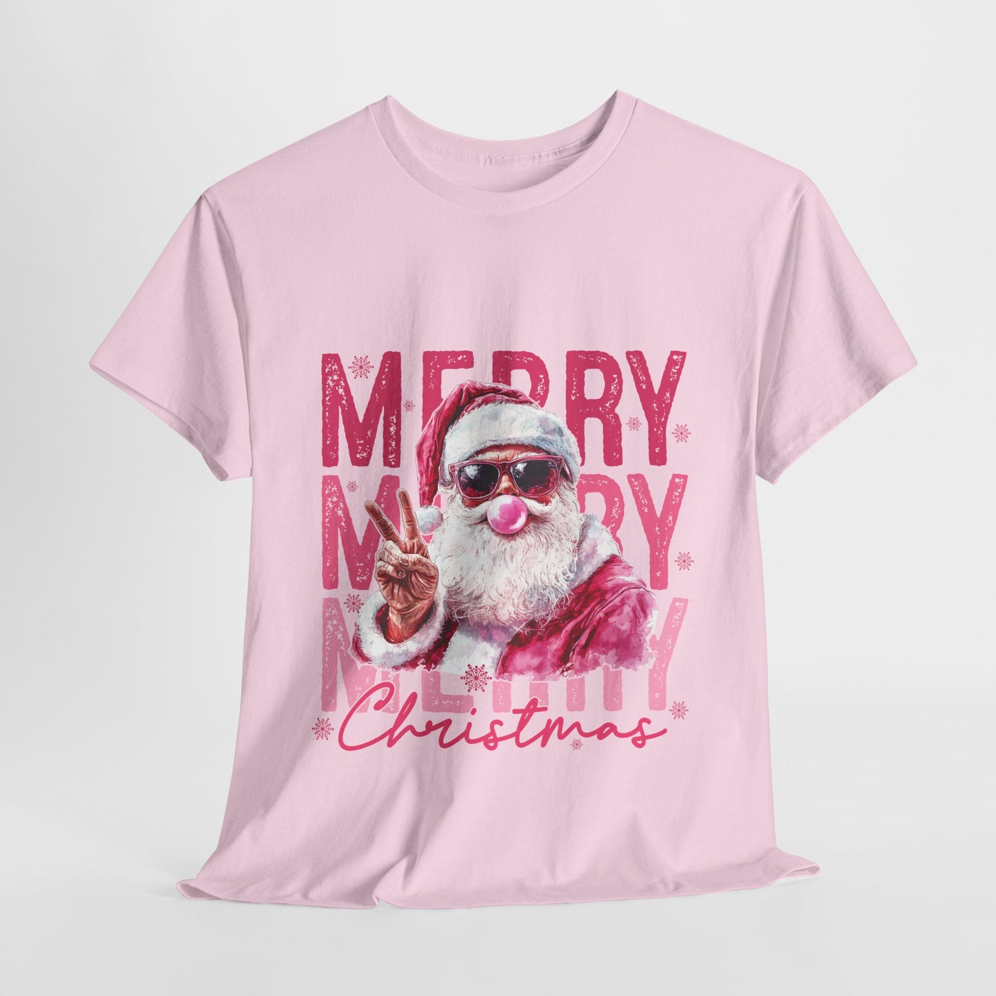 Cool Santa Bubblegum T-Shirt - Pink Merry Christmas Tee