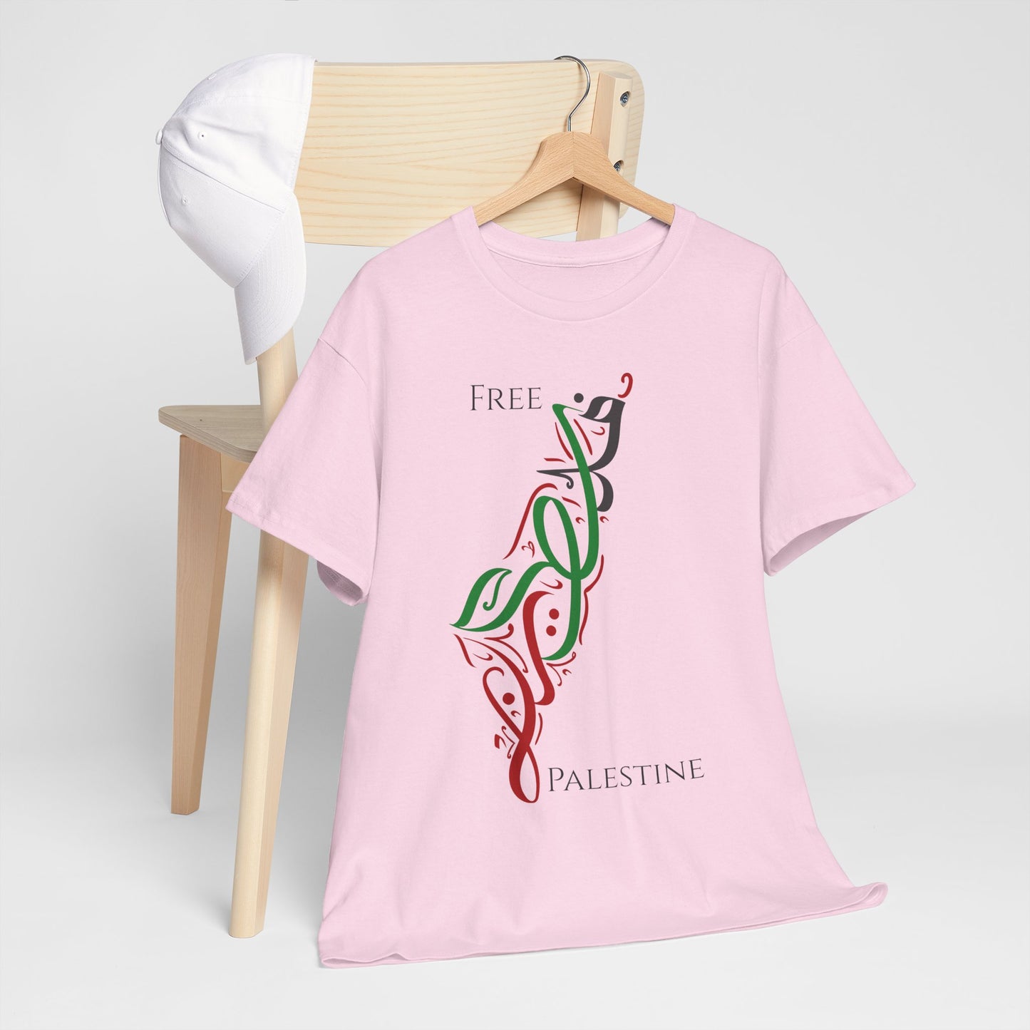 Free Palestine Map T-Shirt - Artistic Palestinian Calligraphy Solidarity Tee