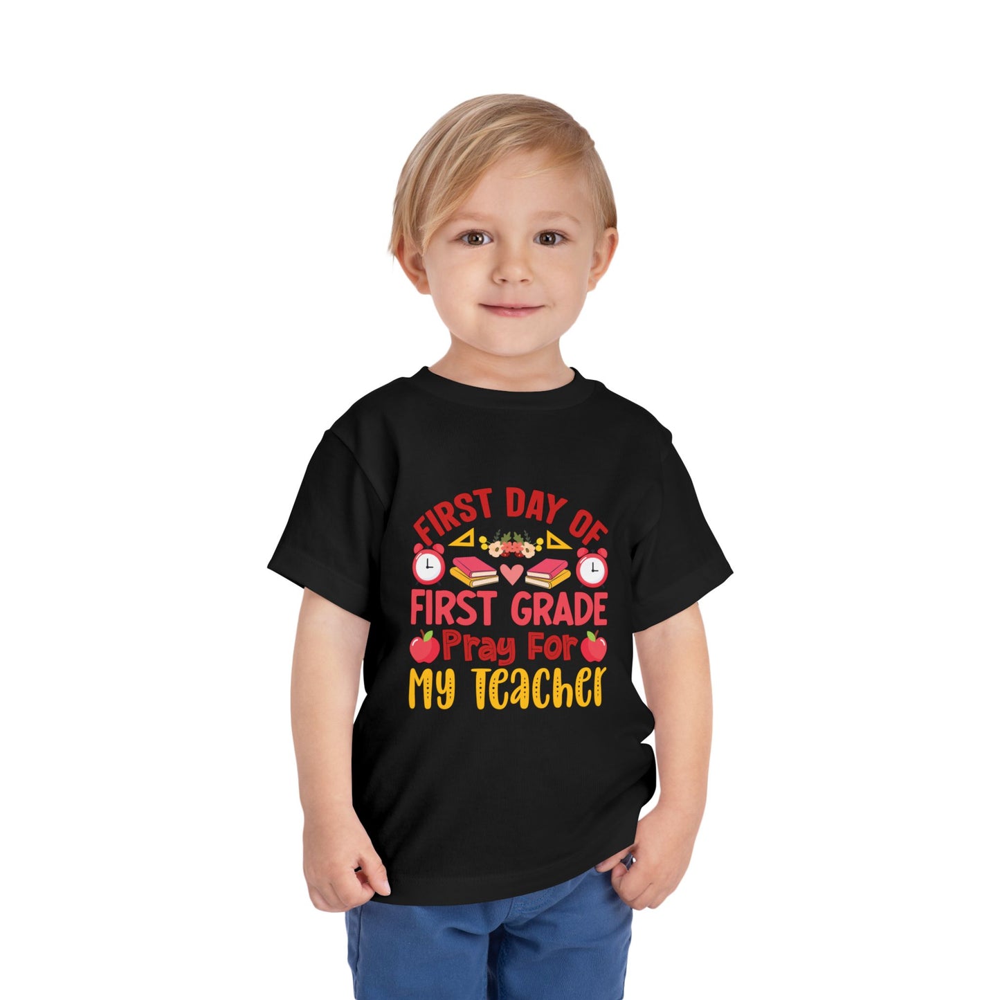 First Day of First Grade Shirt - Funny Toddler Back to School Tee, Pray for My Teacher T-Shirt, 1st Grade Humor Gift