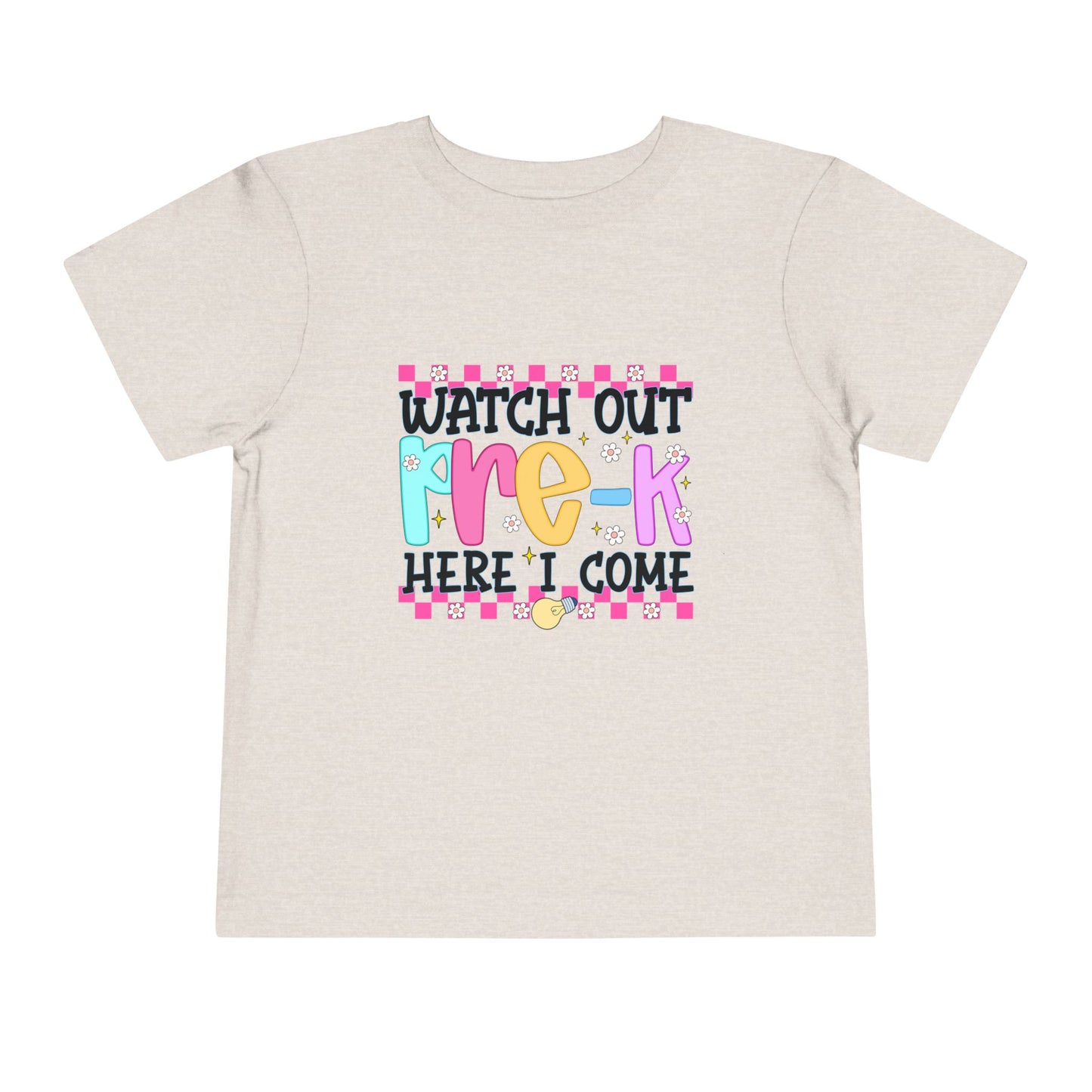 Watch Out Pre-K Shirt - Cute Toddler Back to School Tee, Preschool Here I Come Shirt for Kids, Colorful First Day of Pre-K Outfit