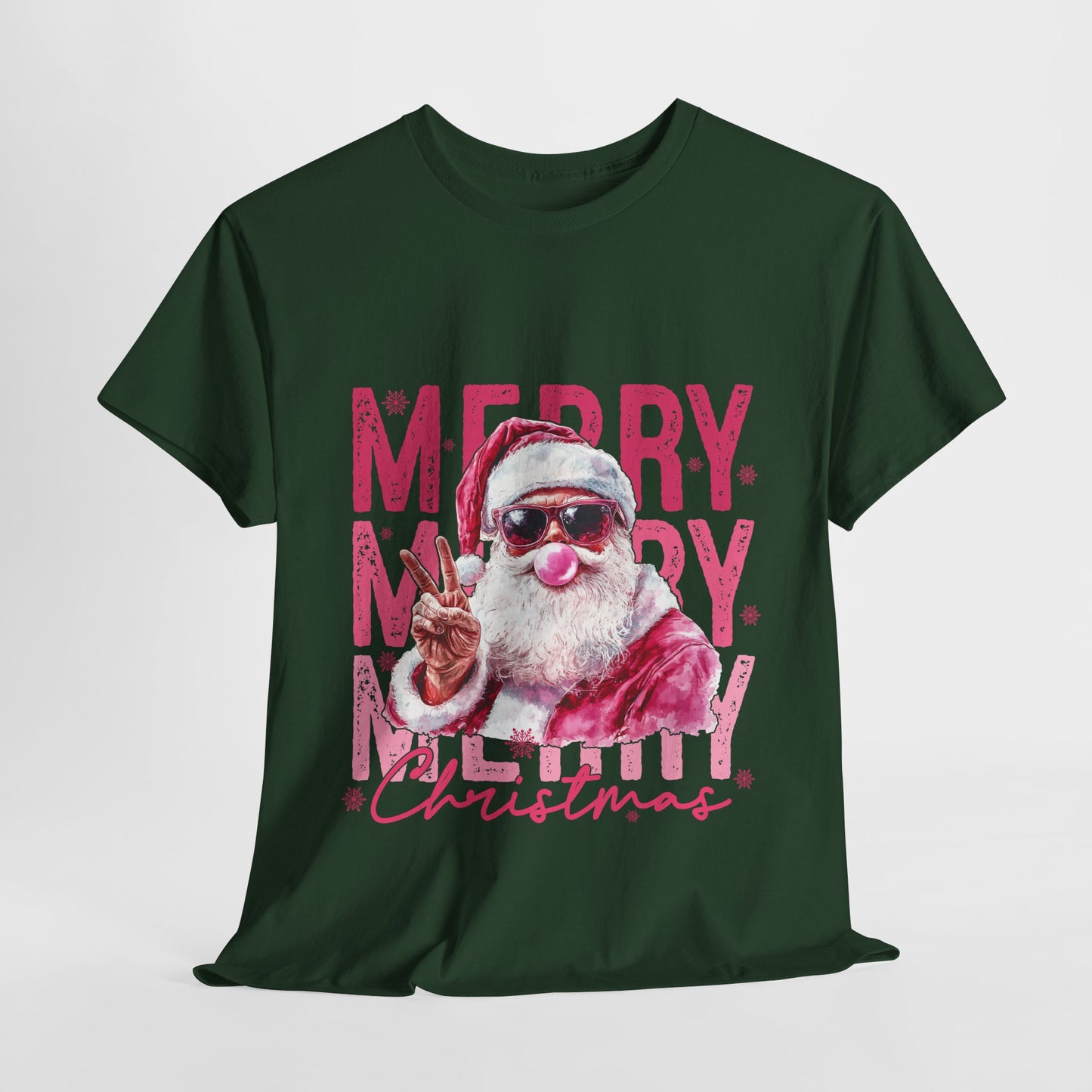Cool Santa Bubblegum T-Shirt - Pink Merry Christmas Tee