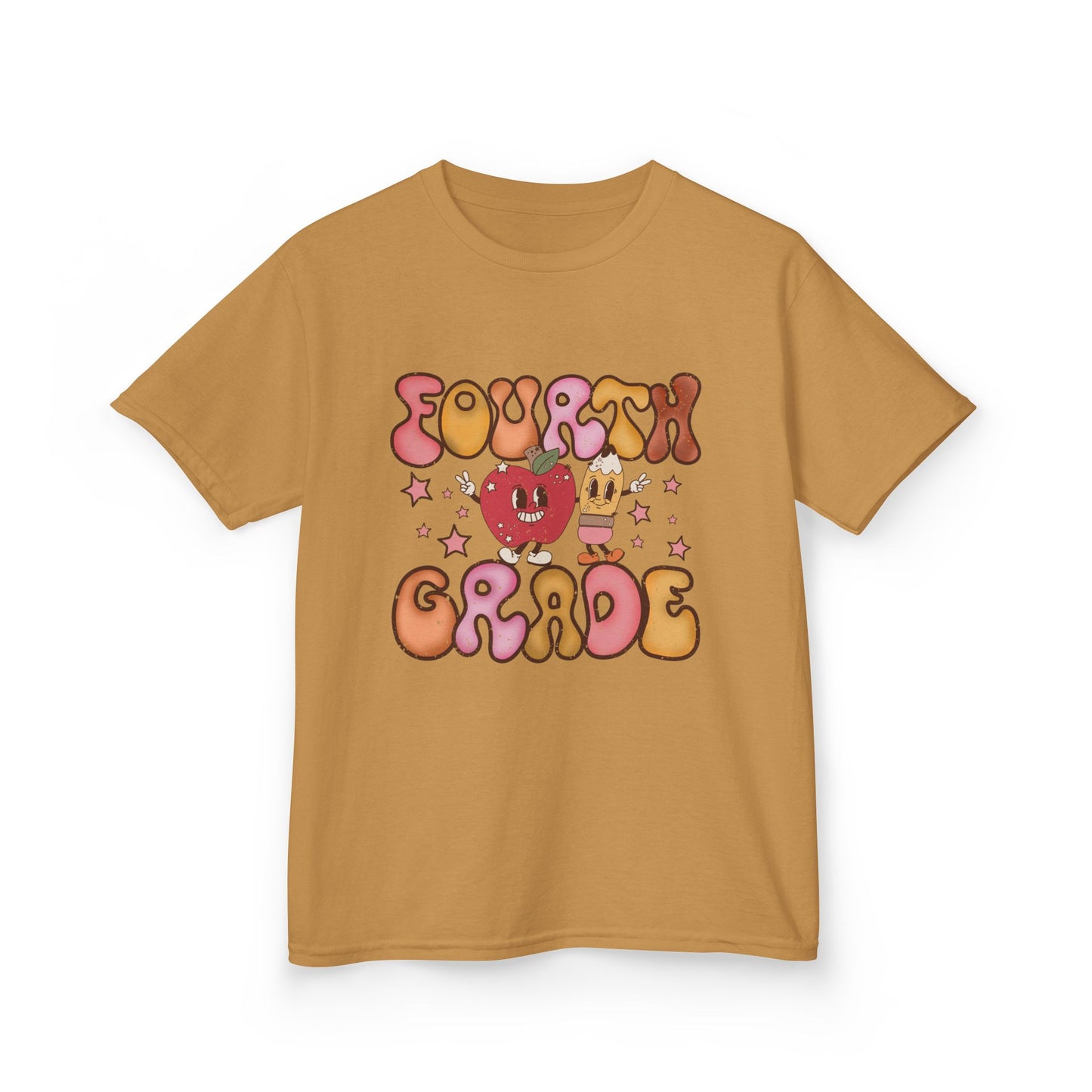 Fourth Grade Bubble Letters T-Shirt | Retro Kawaii Back to School Kids Tee