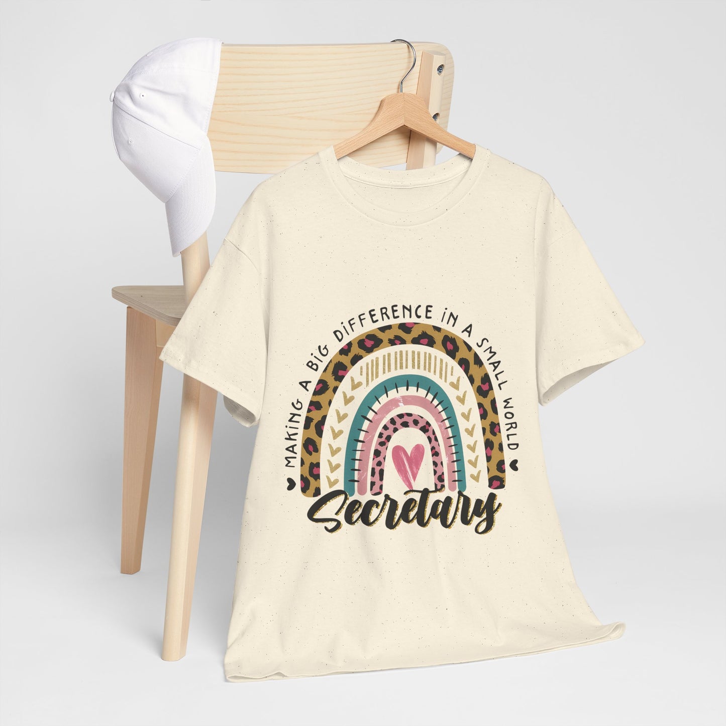 Secretary Rainbow Shirt - Cute Leopard Print Office Tee for Secretaries, Glam Animal Print Heart Gift, Boho Office Assistant T-Shirt