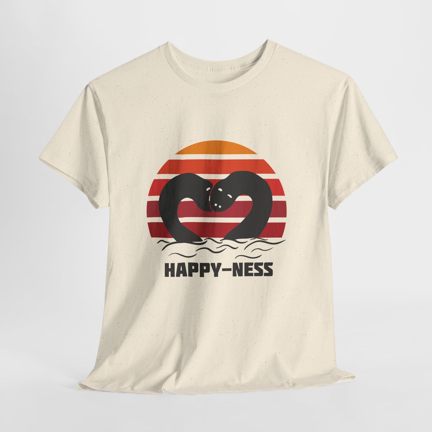 Happy-Ness Loch Ness Shirt - Cute Nessie Heart Retro Sunset Tee - Scotland Souvenir