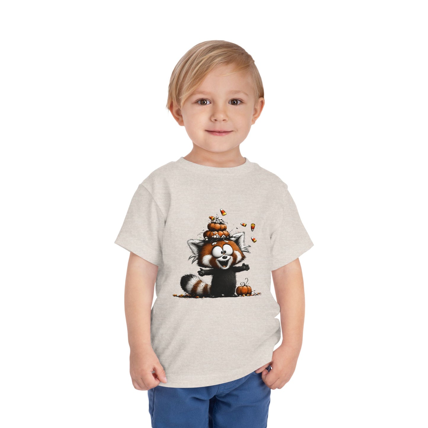 Red Panda Kids Halloween T-Shirt - Candy Corn & Pumpkins Toddler Tee