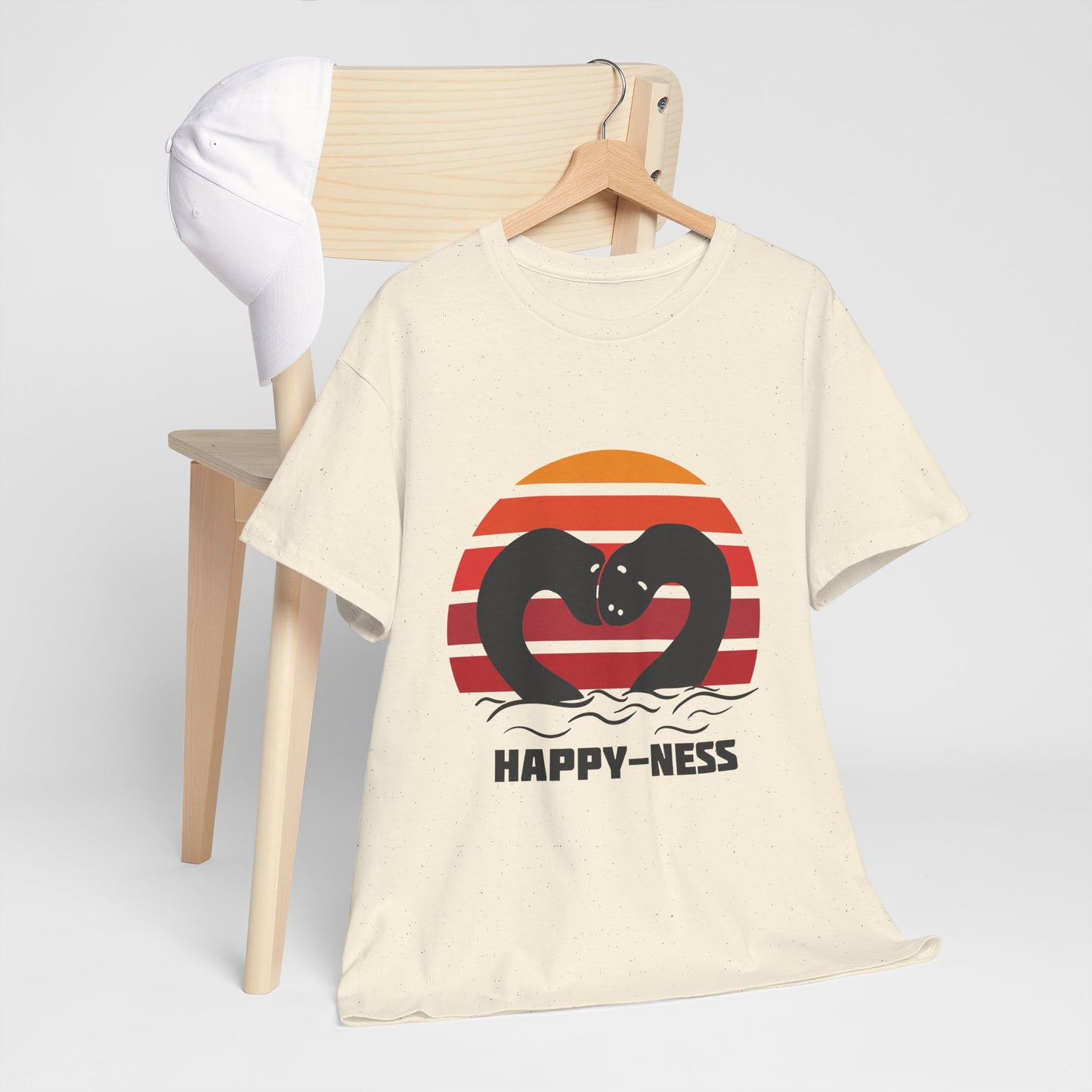 Happy-Ness Loch Ness Shirt - Cute Nessie Heart Retro Sunset Tee - Scotland Souvenir