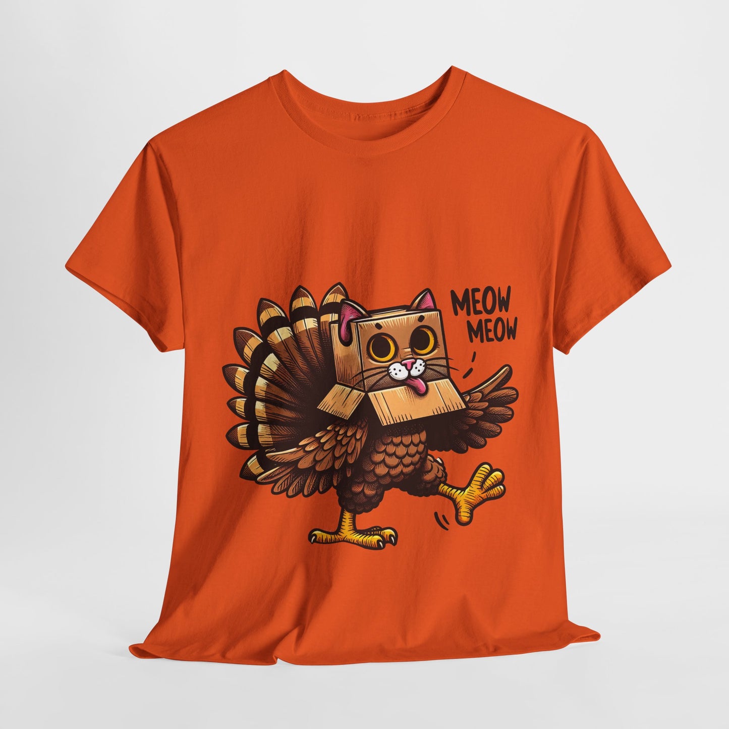 Funny Turkey Cat T-Shirt - Thanksgiving Meow Meow Cat Lover Tee