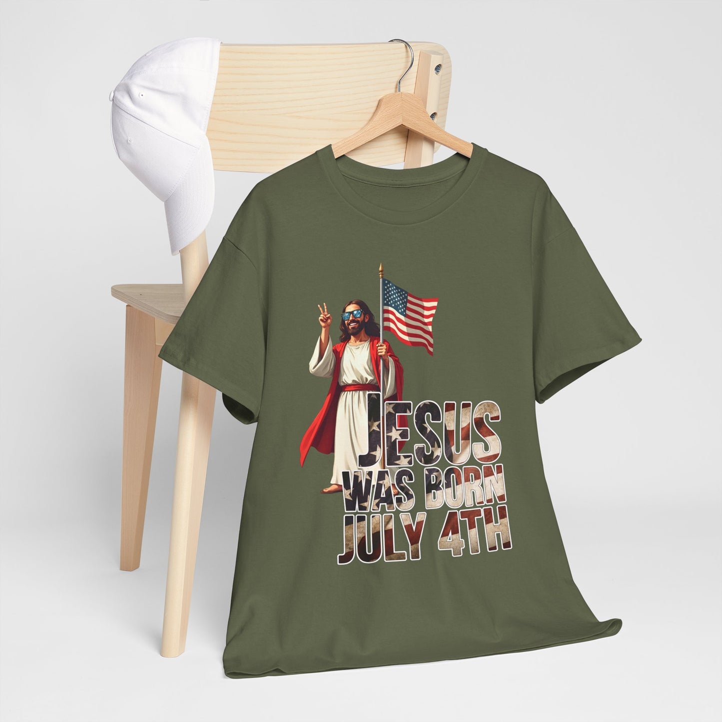Jesus Was Born July 4th T-Shirt - Patriotic Christian Tee for True Americans