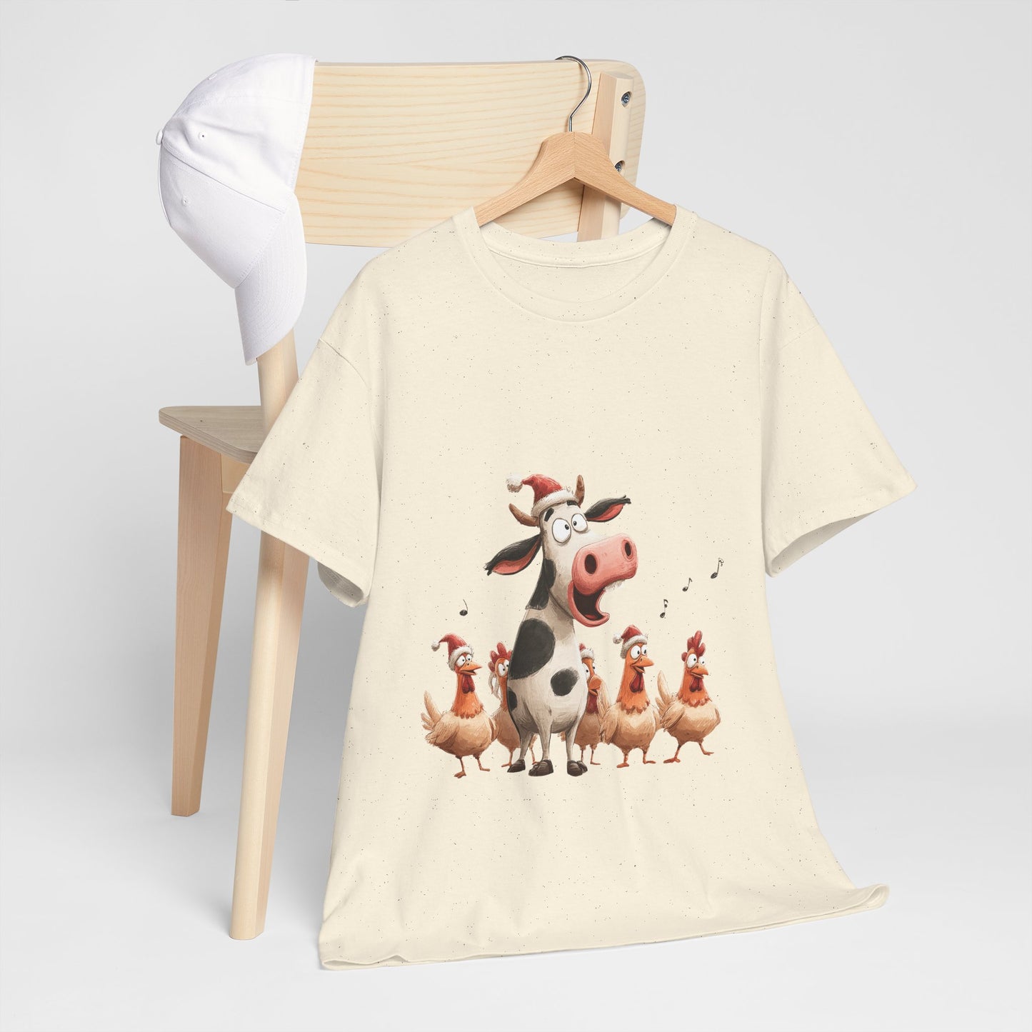 Cow & Chicken Carolers Christmas - Funny Farm Choir Tee