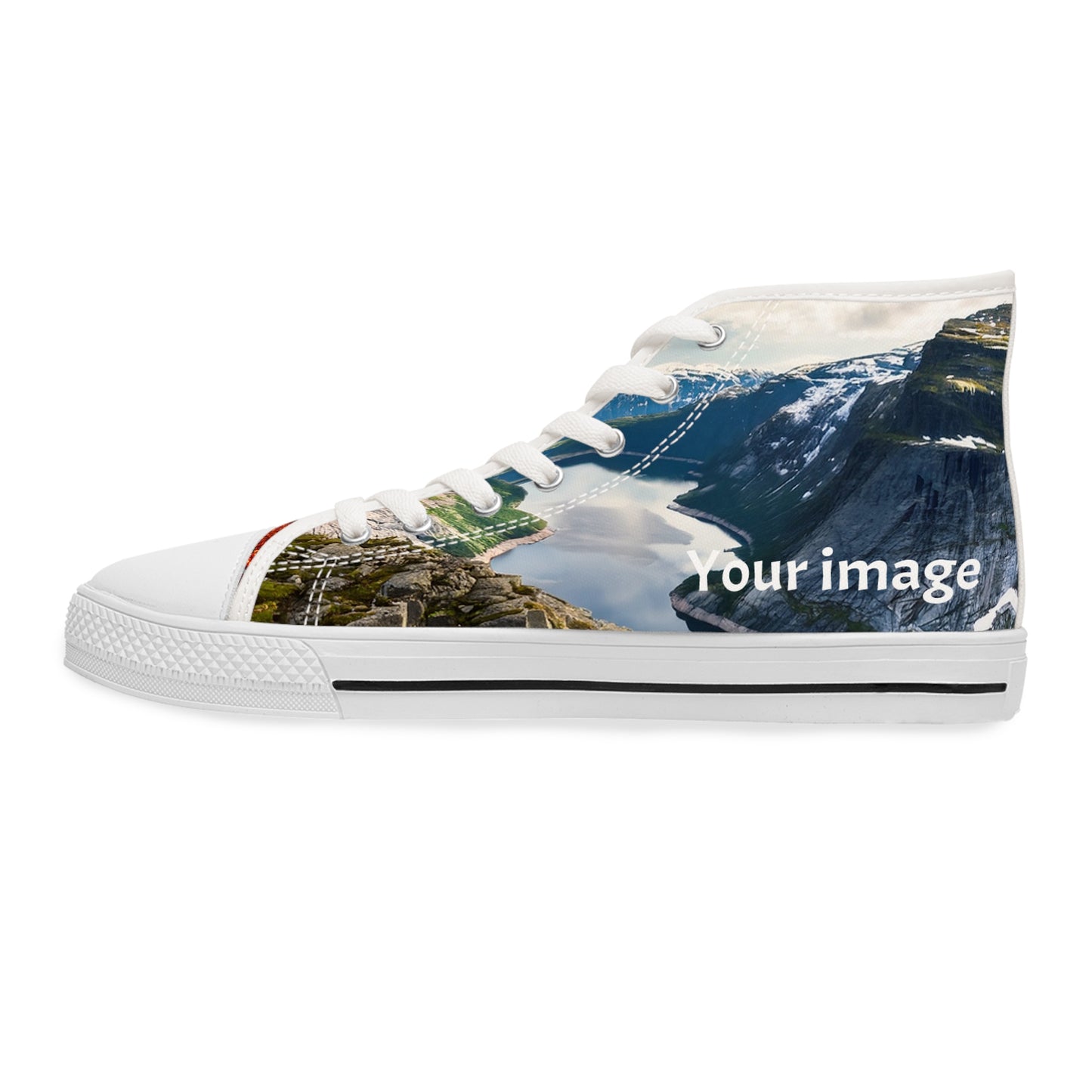Womens High-Top Photo Sneakers - Personalized Picture Shoes for Her, Absolutely Awesome Custom Artwork on Each Panel