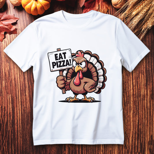 eat pizza turkey t-shirt, funny thanksgiving anti-turkey pizza lover tee