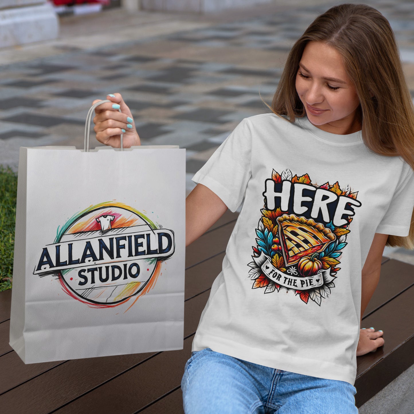 Here for the Pie T-Shirt - Funny Thanksgiving Dessert Tee