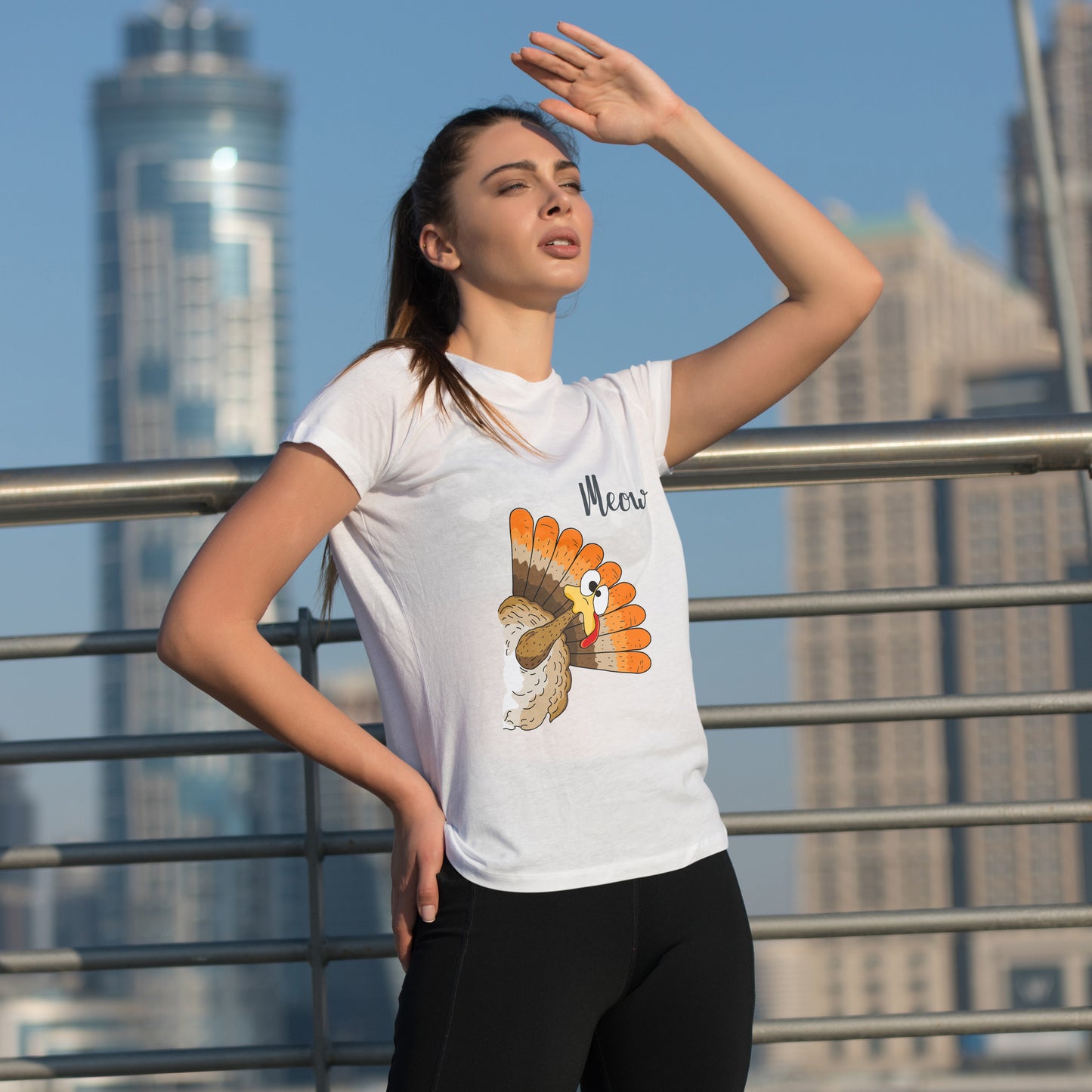 Funny Cat Turkey T-Shirt - Thanksgiving Meow Cat Lover Tee