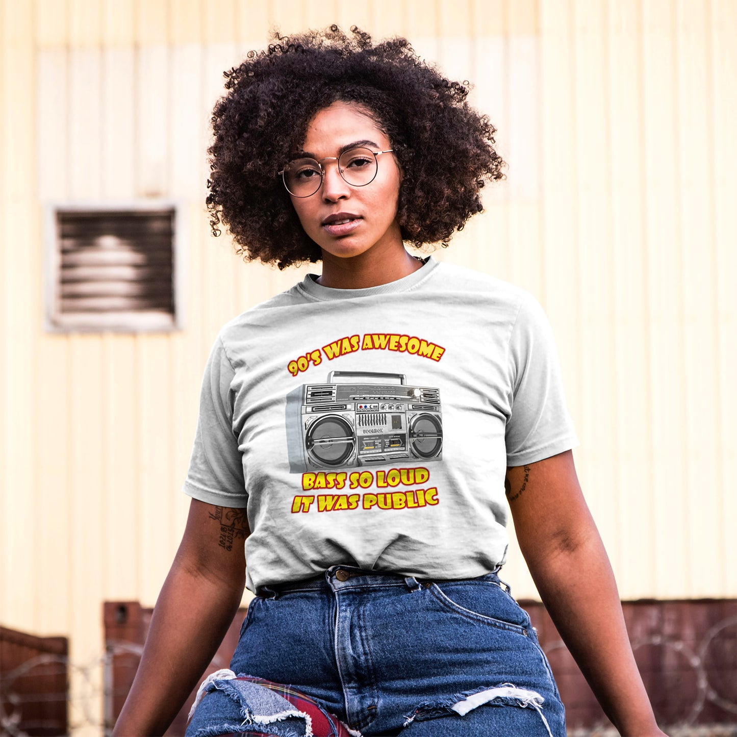 Bass So Loud It Was Public T-Shirt - Retro Boombox 90s Tee