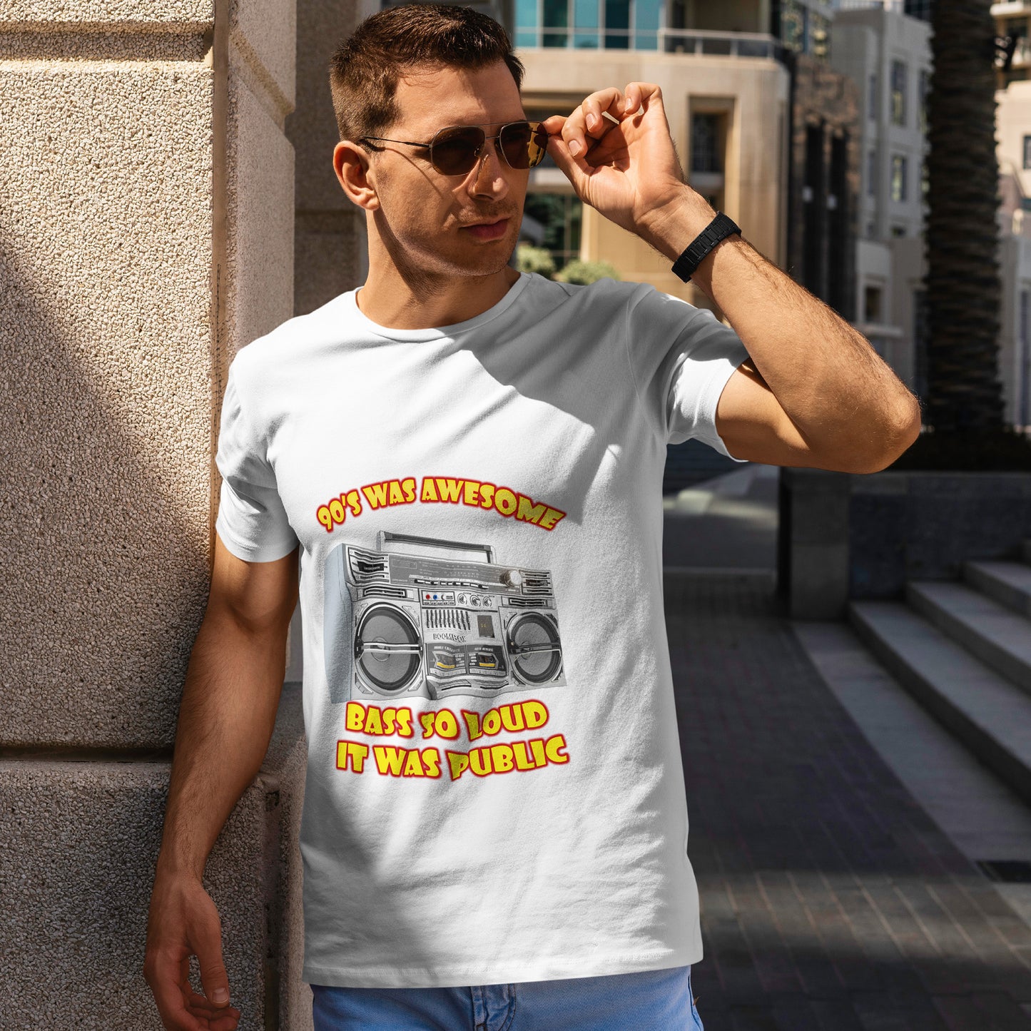 Bass So Loud It Was Public T-Shirt - Retro Boombox 90s Tee