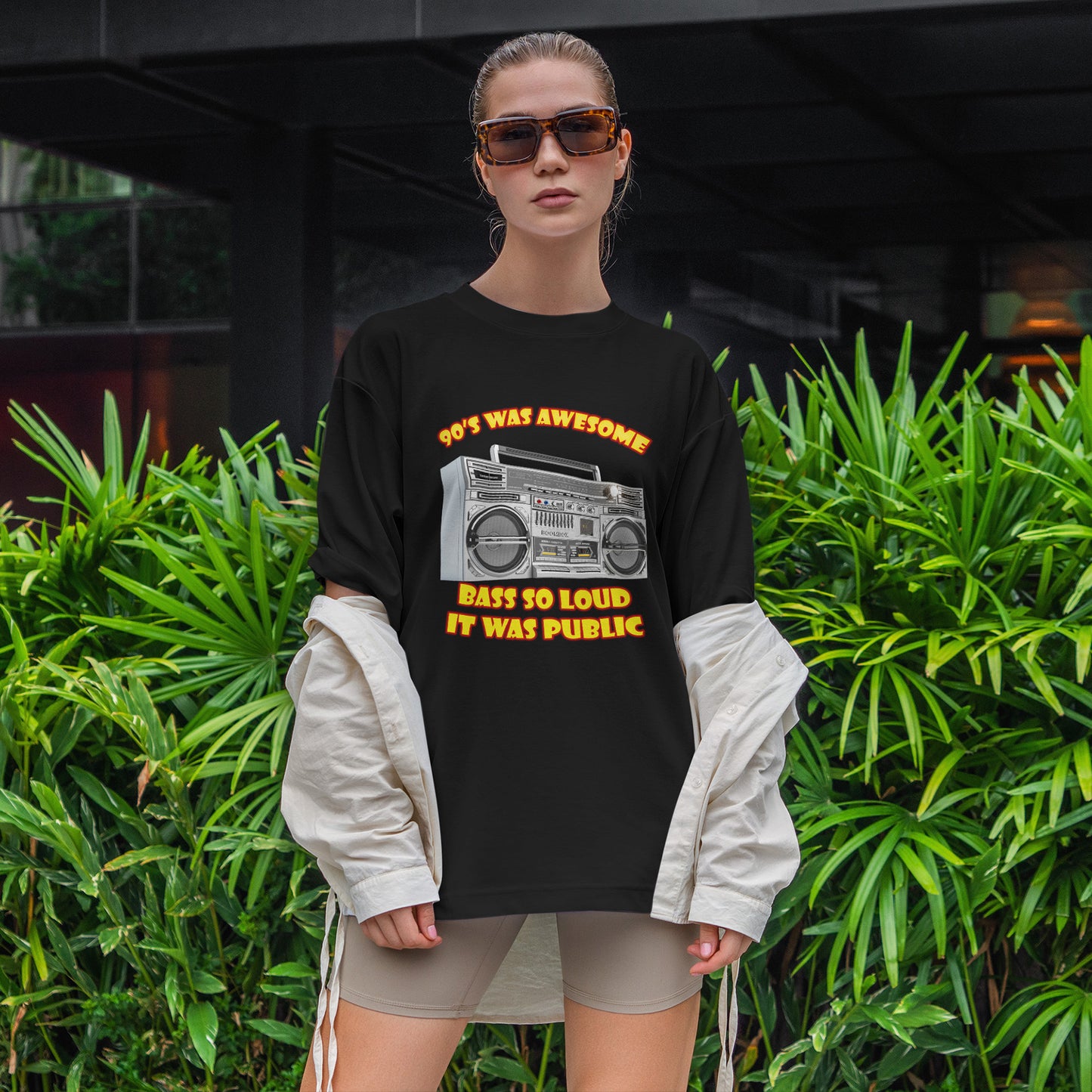 Bass So Loud It Was Public T-Shirt - Retro Boombox 90s Tee