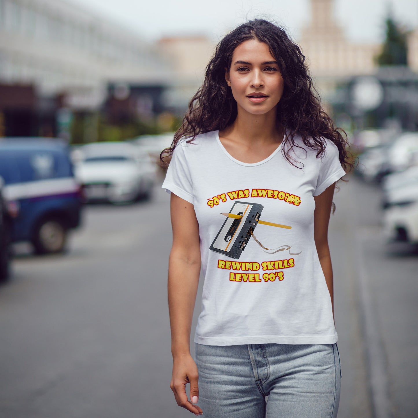 Rewind Skills Level 90er T-Shirt - Kassette mit Bleistift