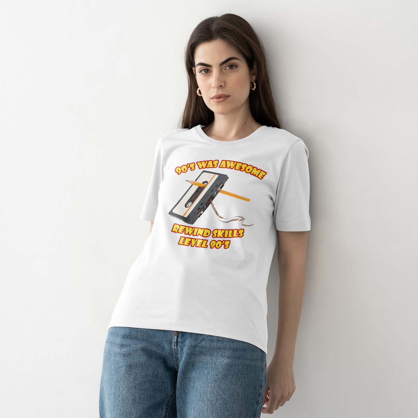 Rewind Skills Level 90er T-Shirt - Kassette mit Bleistift