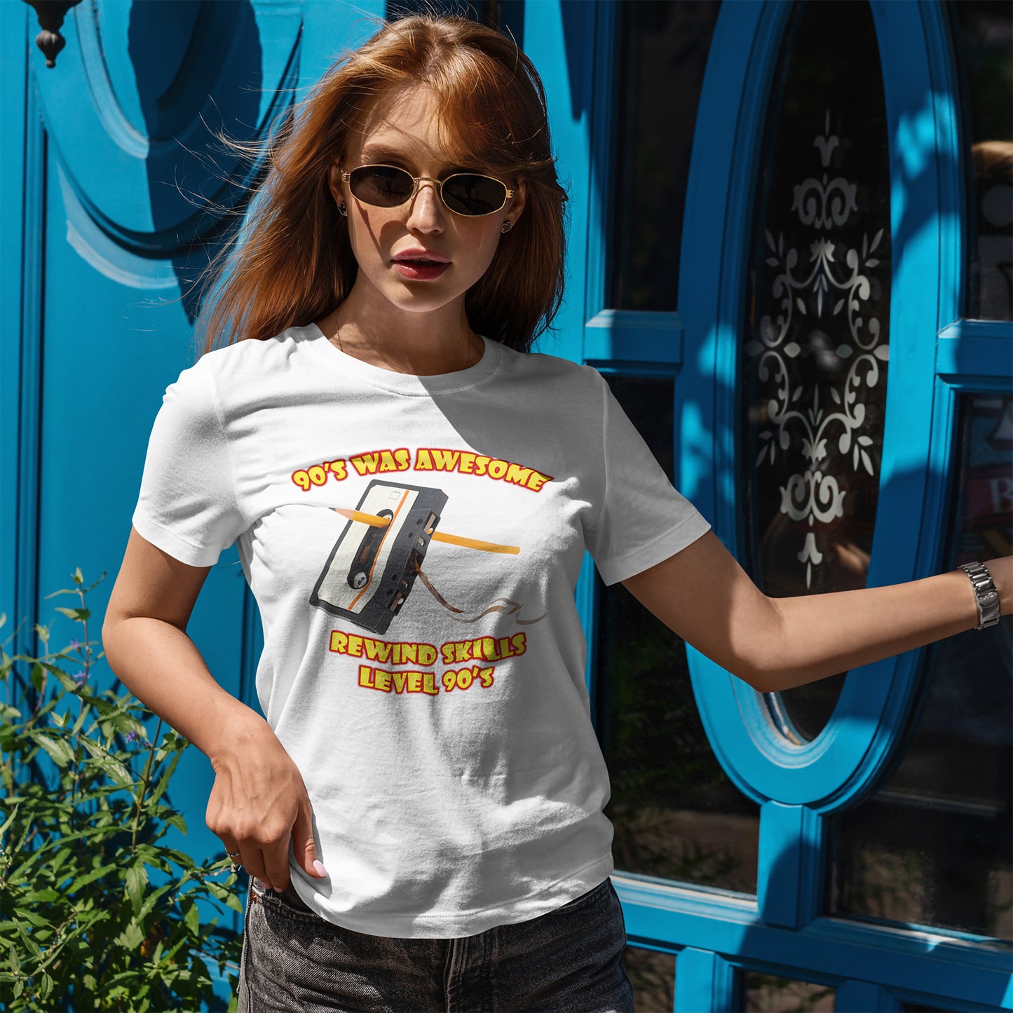 Rewind Skills Level 90er T-Shirt - Kassette mit Bleistift