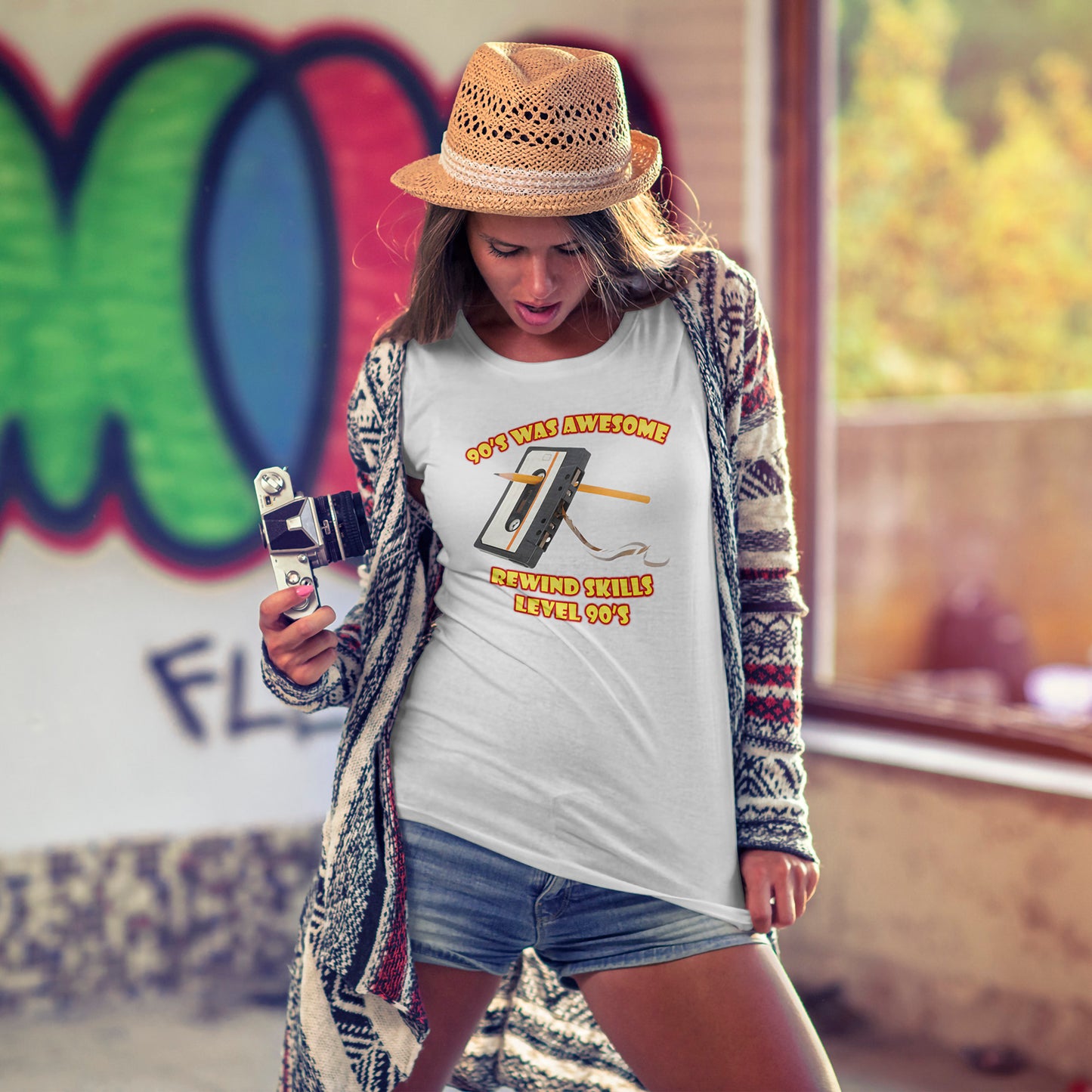 Rewind Skills Level 90er T-Shirt - Kassette mit Bleistift