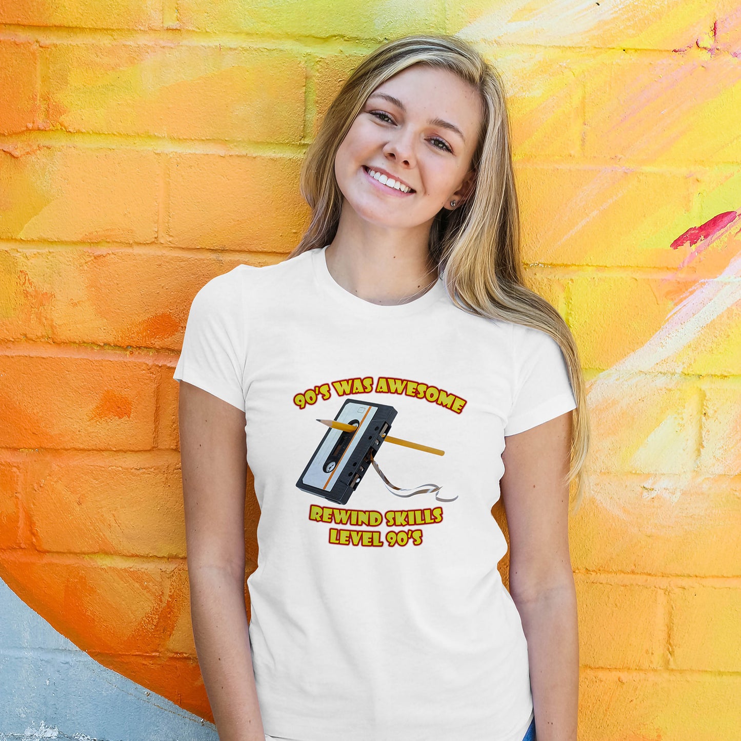 Rewind Skills Level 90er T-Shirt - Kassette mit Bleistift