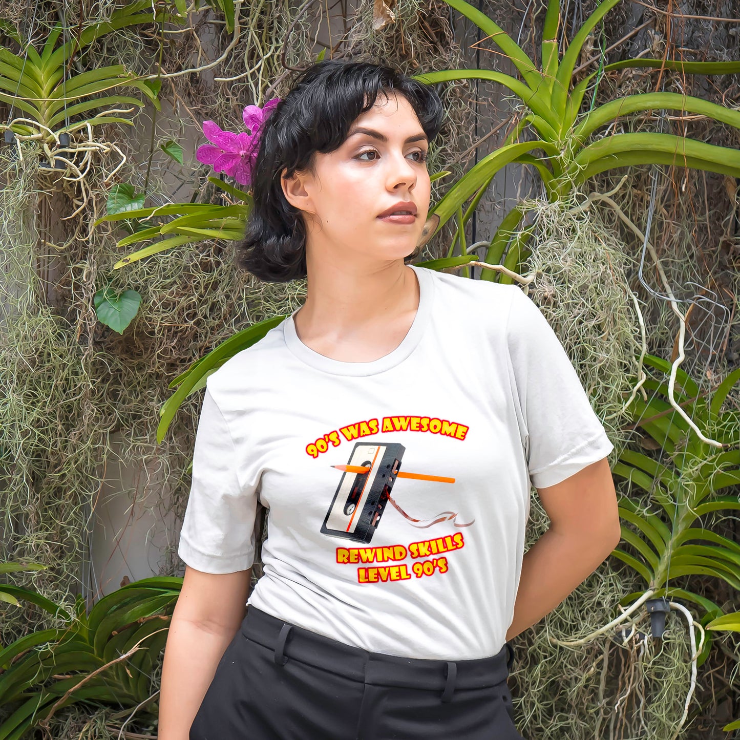 Rewind Skills Level 90er T-Shirt - Kassette mit Bleistift
