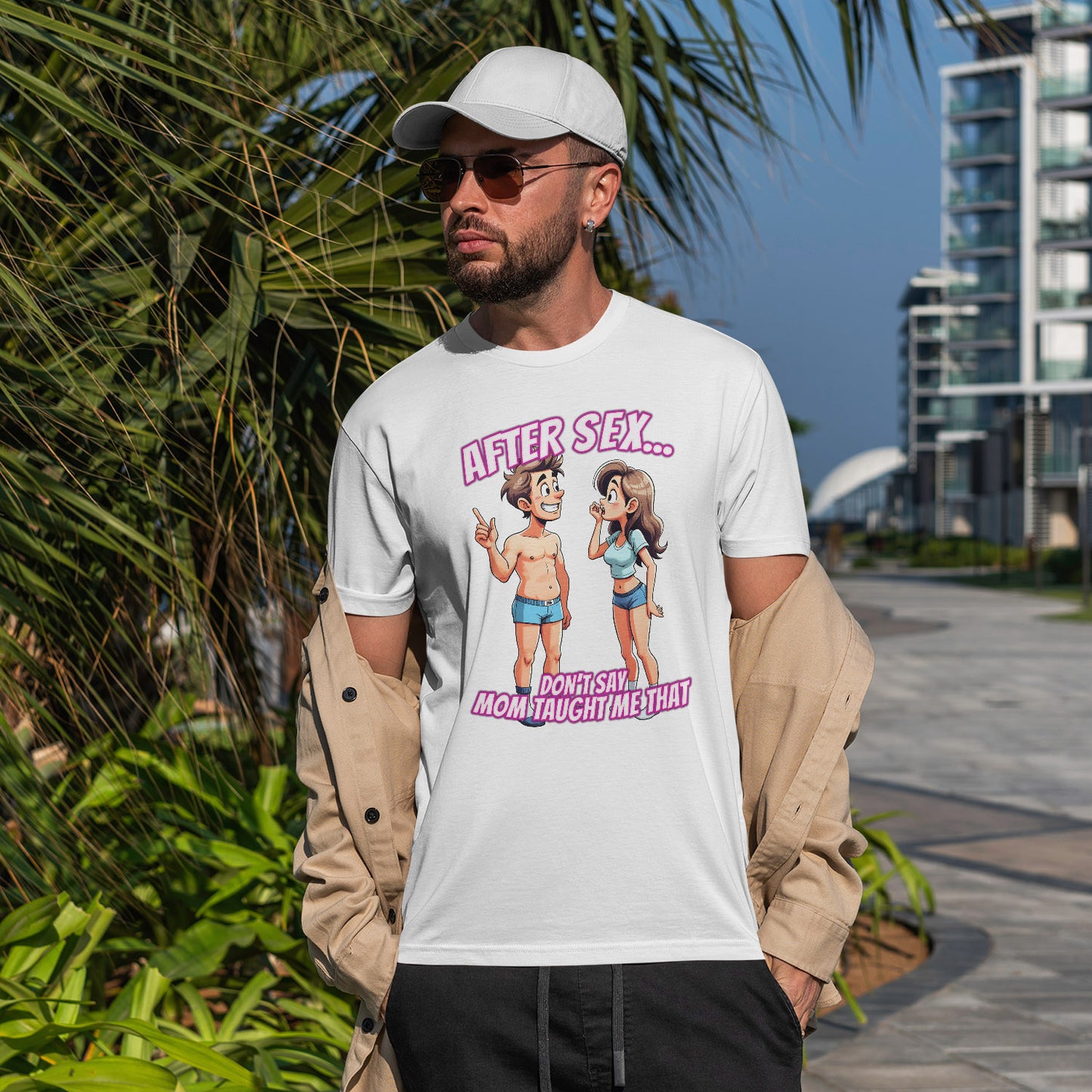 After Sex Don't Say Mom Taught Me That Shirt - Cringe Cartoon Tee - Dark Humor Dating T-Shirt for Awkward Moments