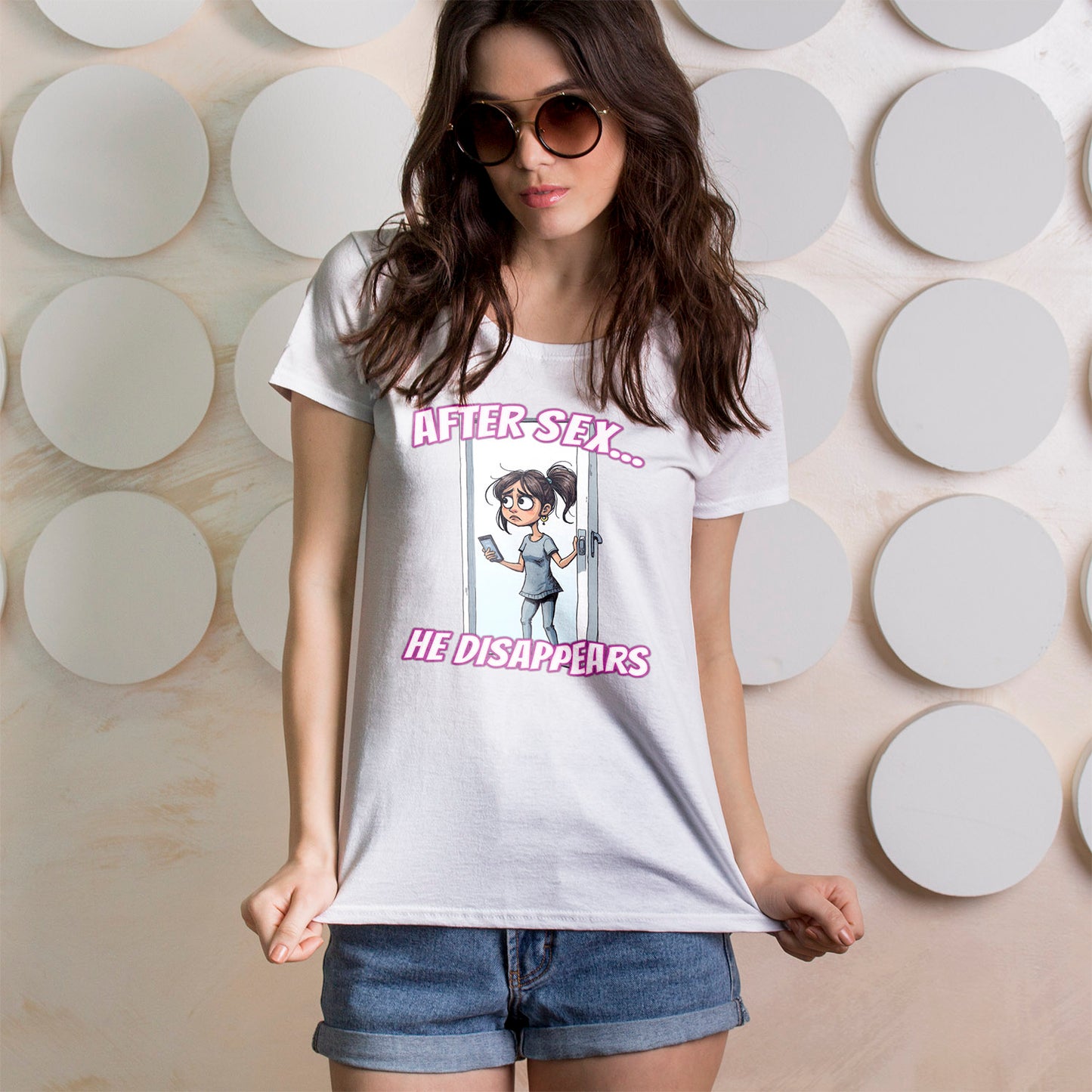 After Sex He Disappears Shirt - Funny Ghosting Cartoon Tee - Modern Dating Humor T-Shirt for Sarcastic Souls