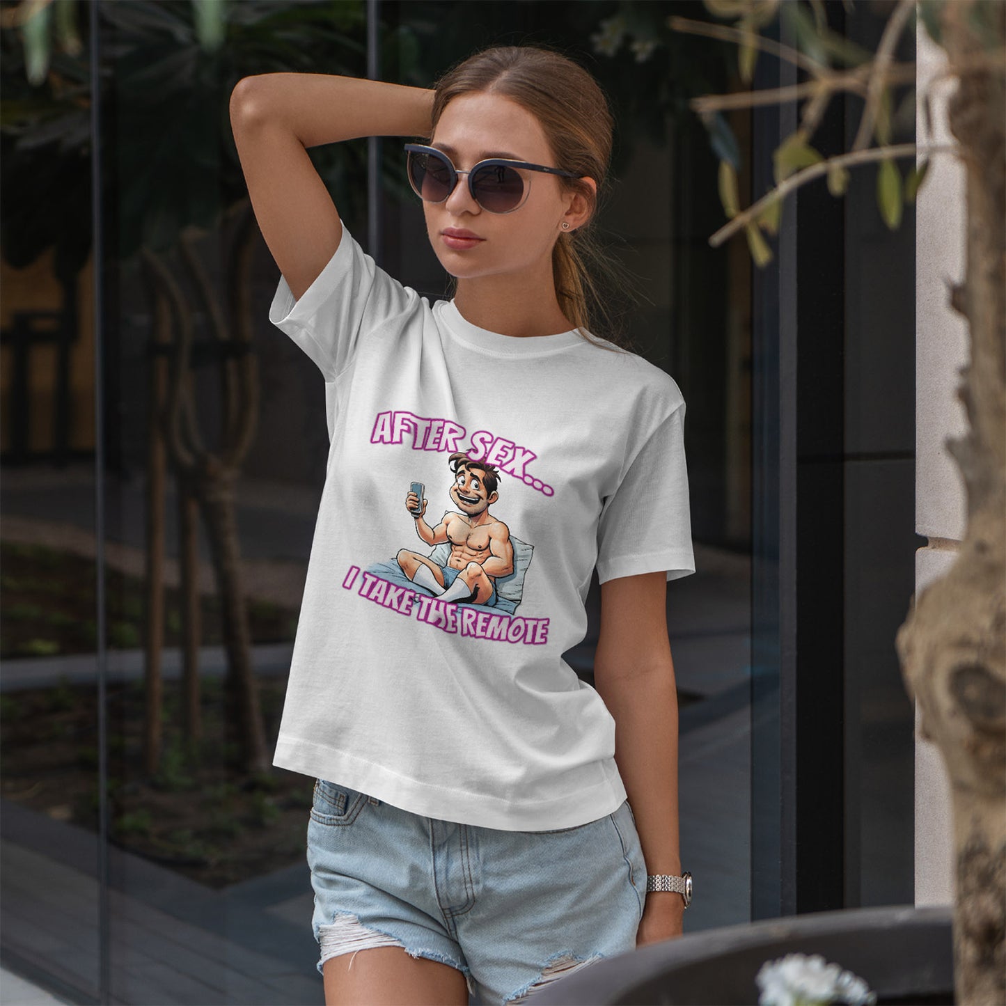 After Sex I Take the Remote Shirt - Funny Power Move Cartoon Tee - Sarcastic Relationship Humor T-Shirt