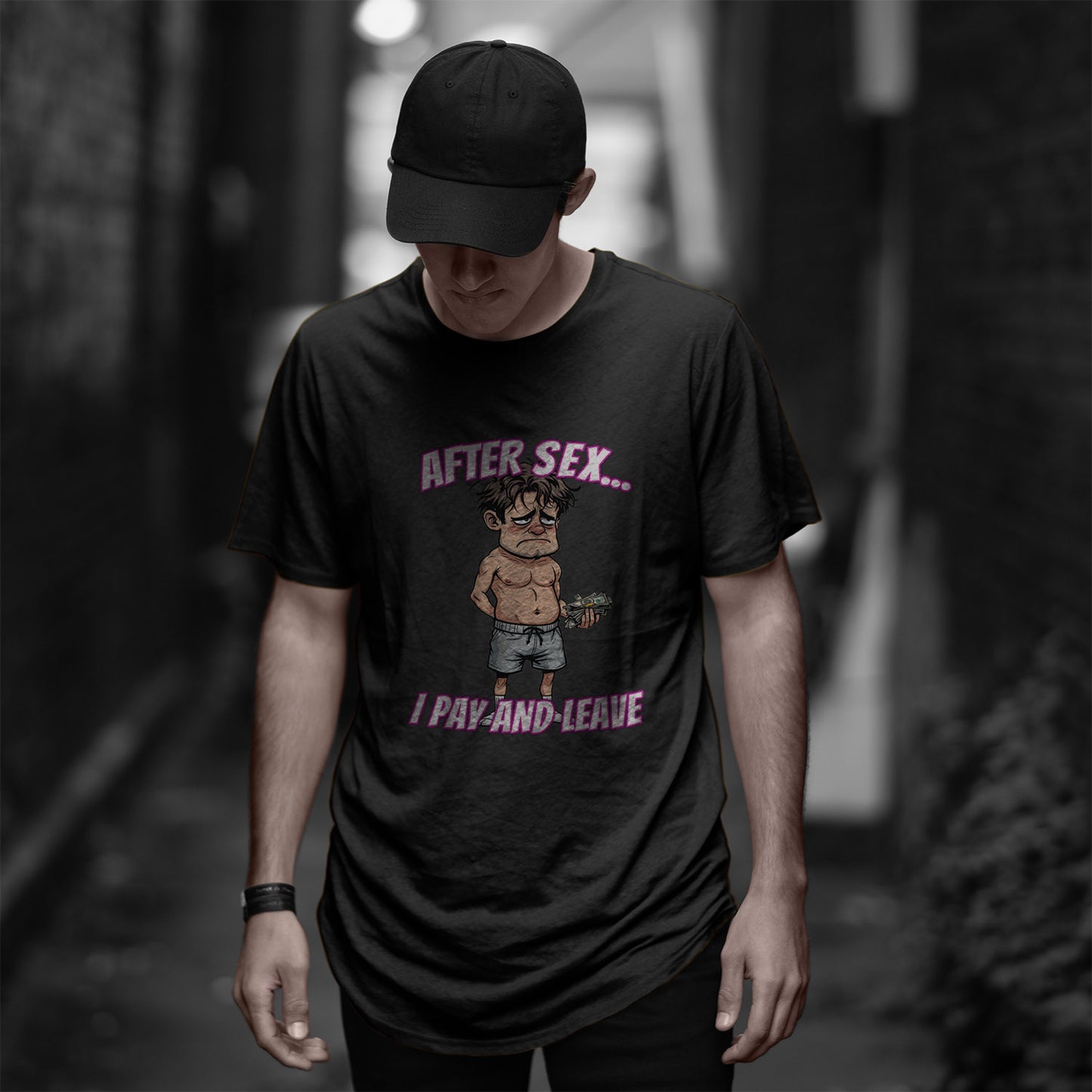 After Sex I Pay Shirt - Dark Humor Dating Tee - Funny Transactional Romance Cartoon T-Shirt