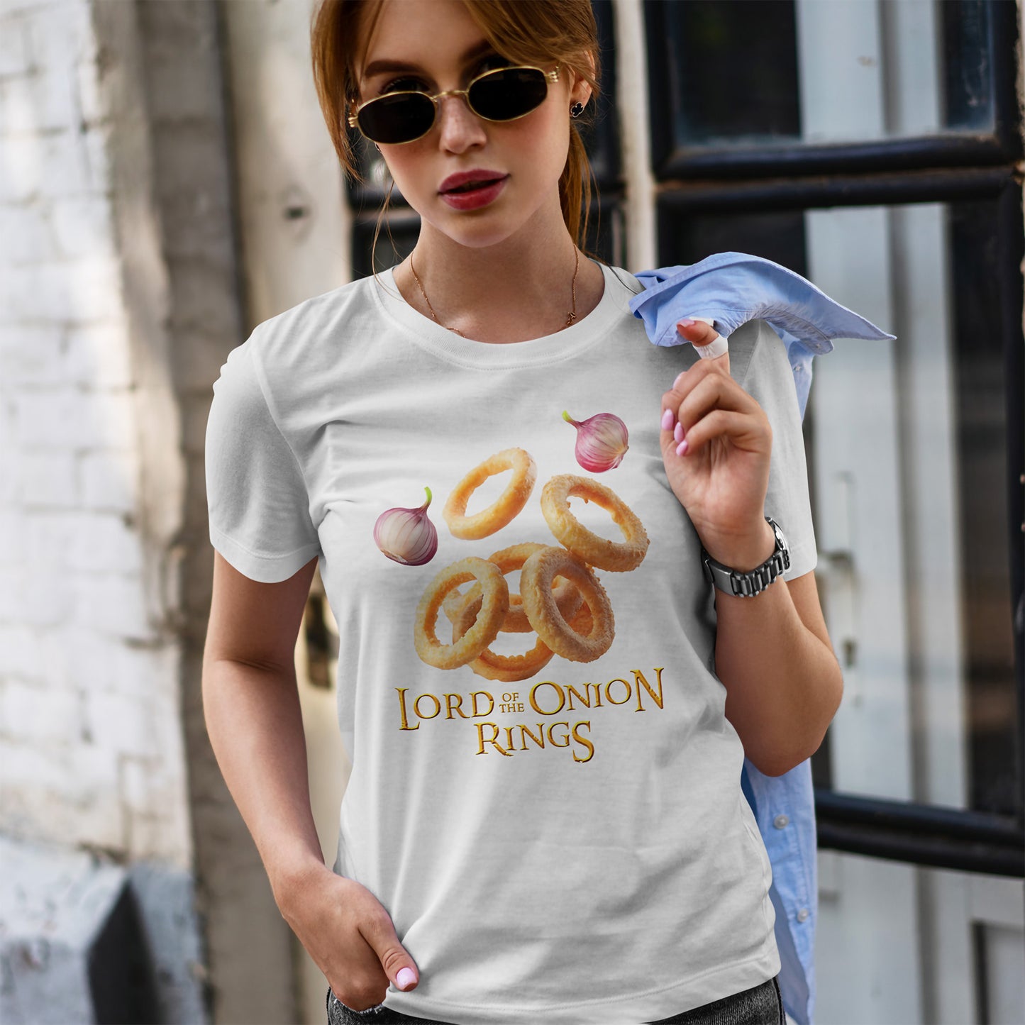 Lord of the Onion Rings - Funny Food & Fantasy Parody T-Shirt