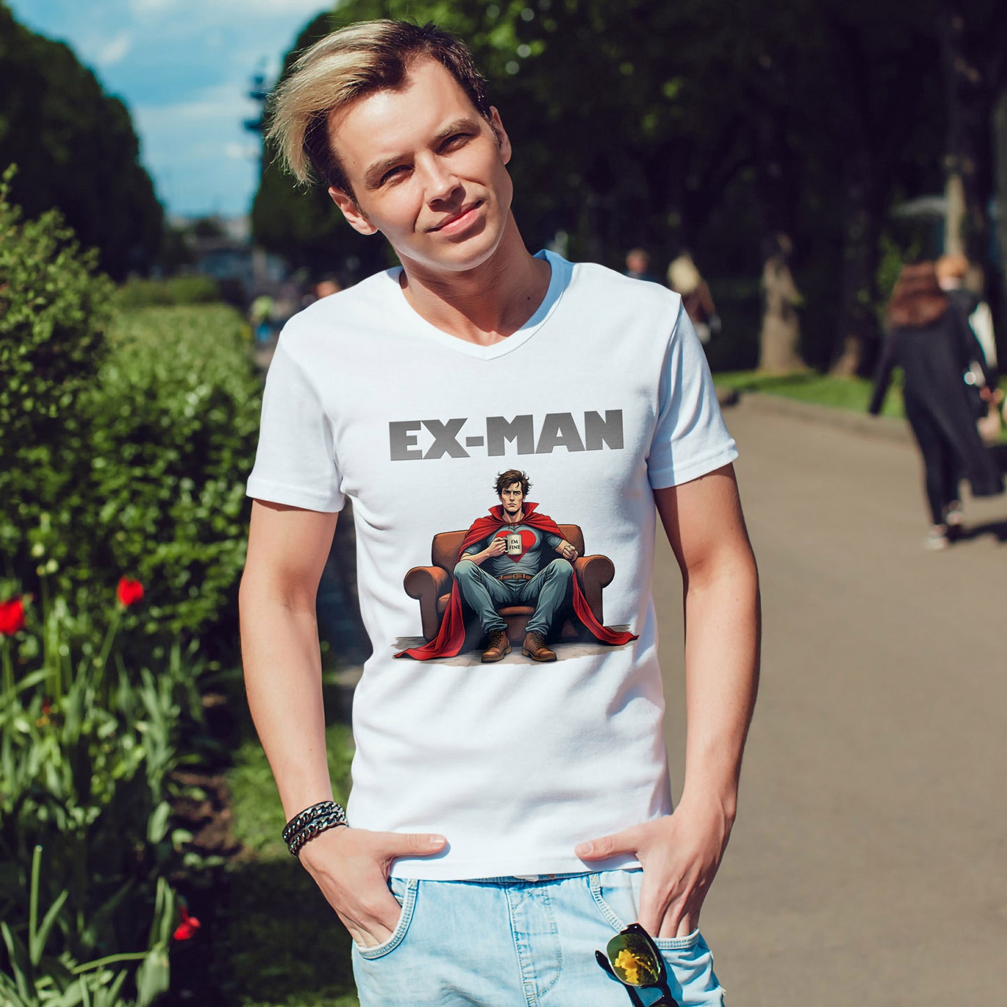 EX-MAN - Funny Superhero Breakup Parody T-Shirt | Heartbroken Comic Antihero Tee for Marvel Fans