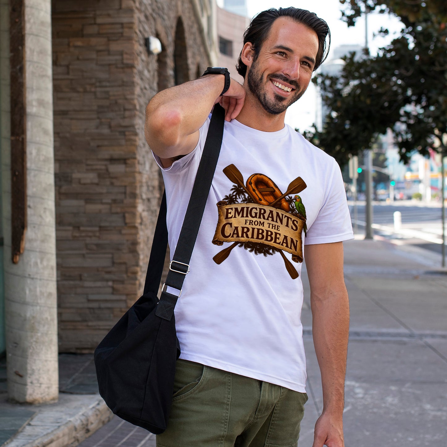 Emigrants from the Caribbean - Funny Pirate-Style Tropical Escape T-Shirt