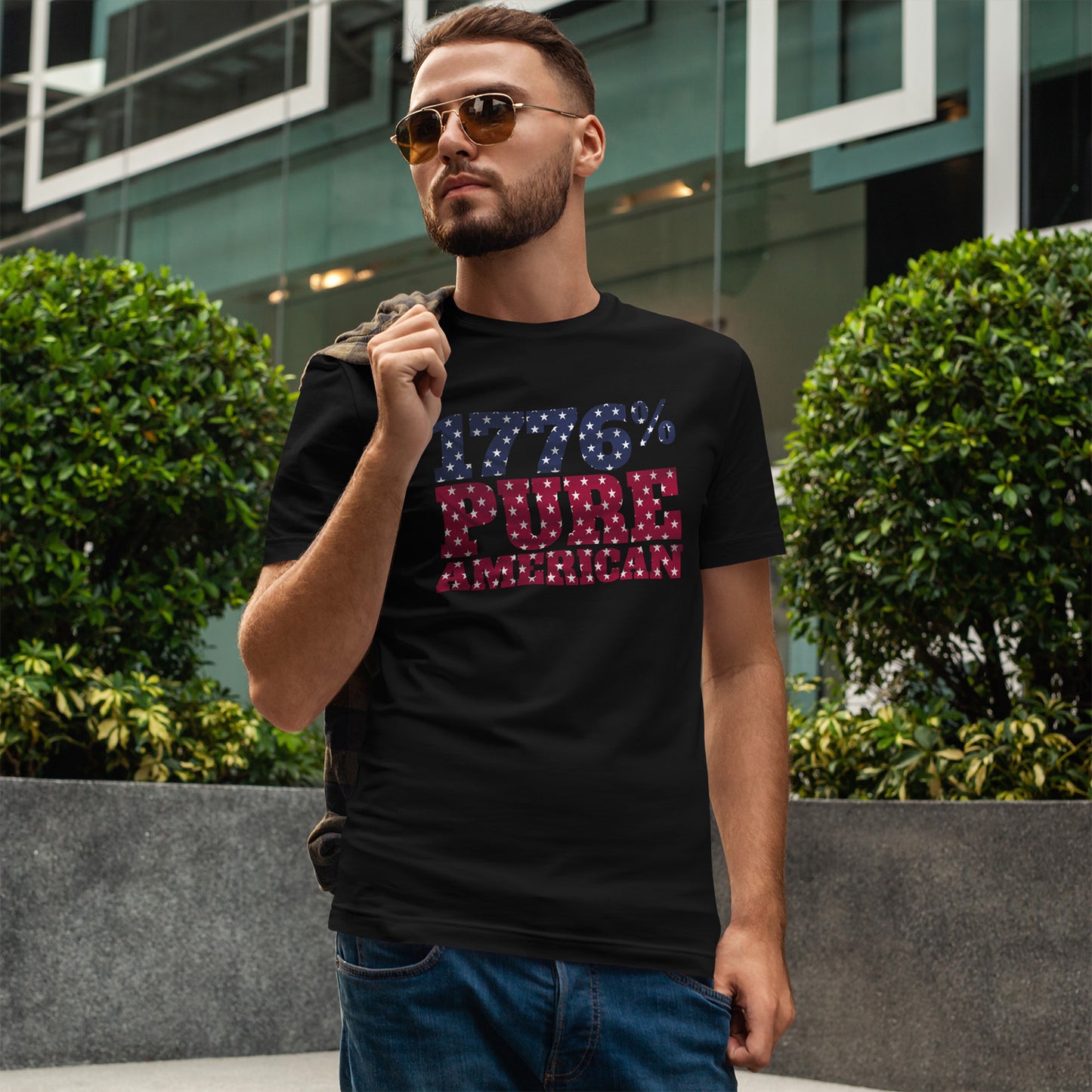 1776 Pure American T-Shirt - Vintage Patriotic USA 4th of July Tee