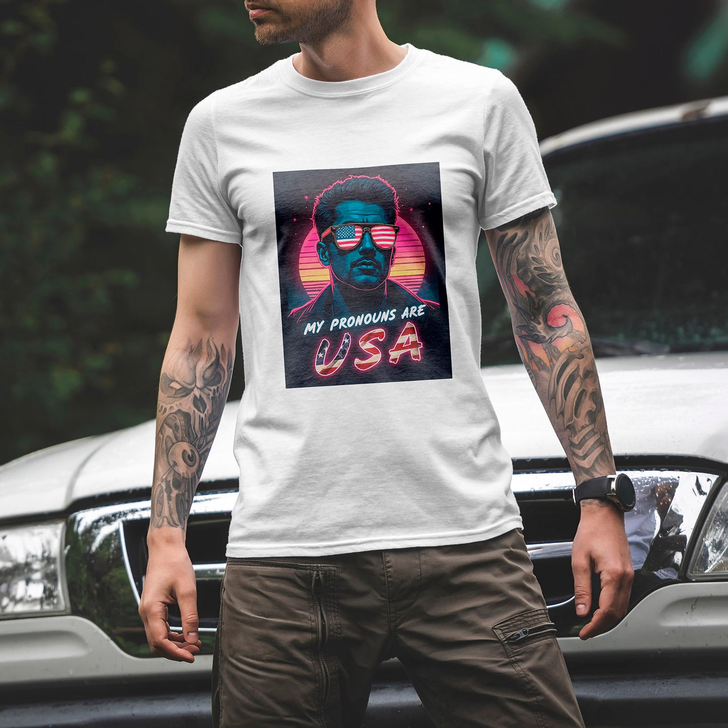My Pronouns Are USA T-Shirt - Bold Patriotic Funny Conservative Tee