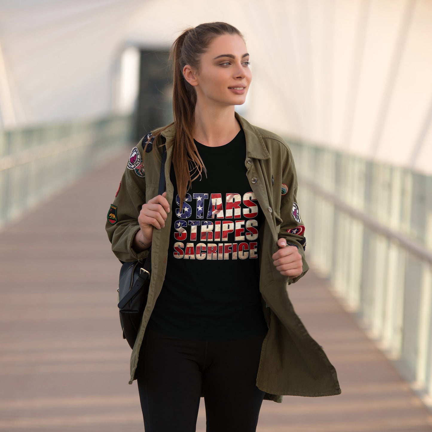 Stars Stripes Sacrifice T-Shirt - Patriotic Veteran USA Flag Tee
