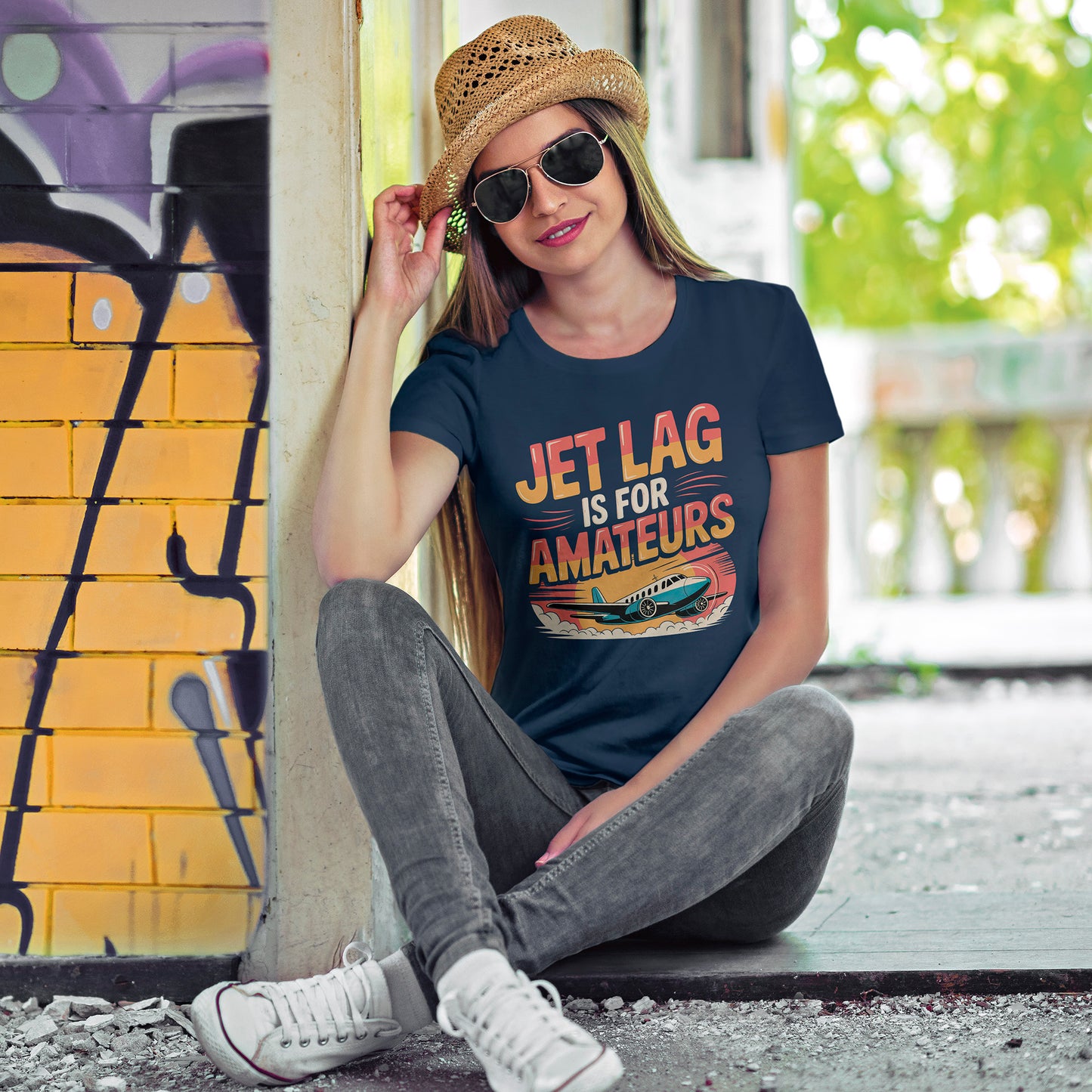 Jet Lag Is For Amateurs T-Shirt - Funny Frequent Flyer Retro Airplane Tee