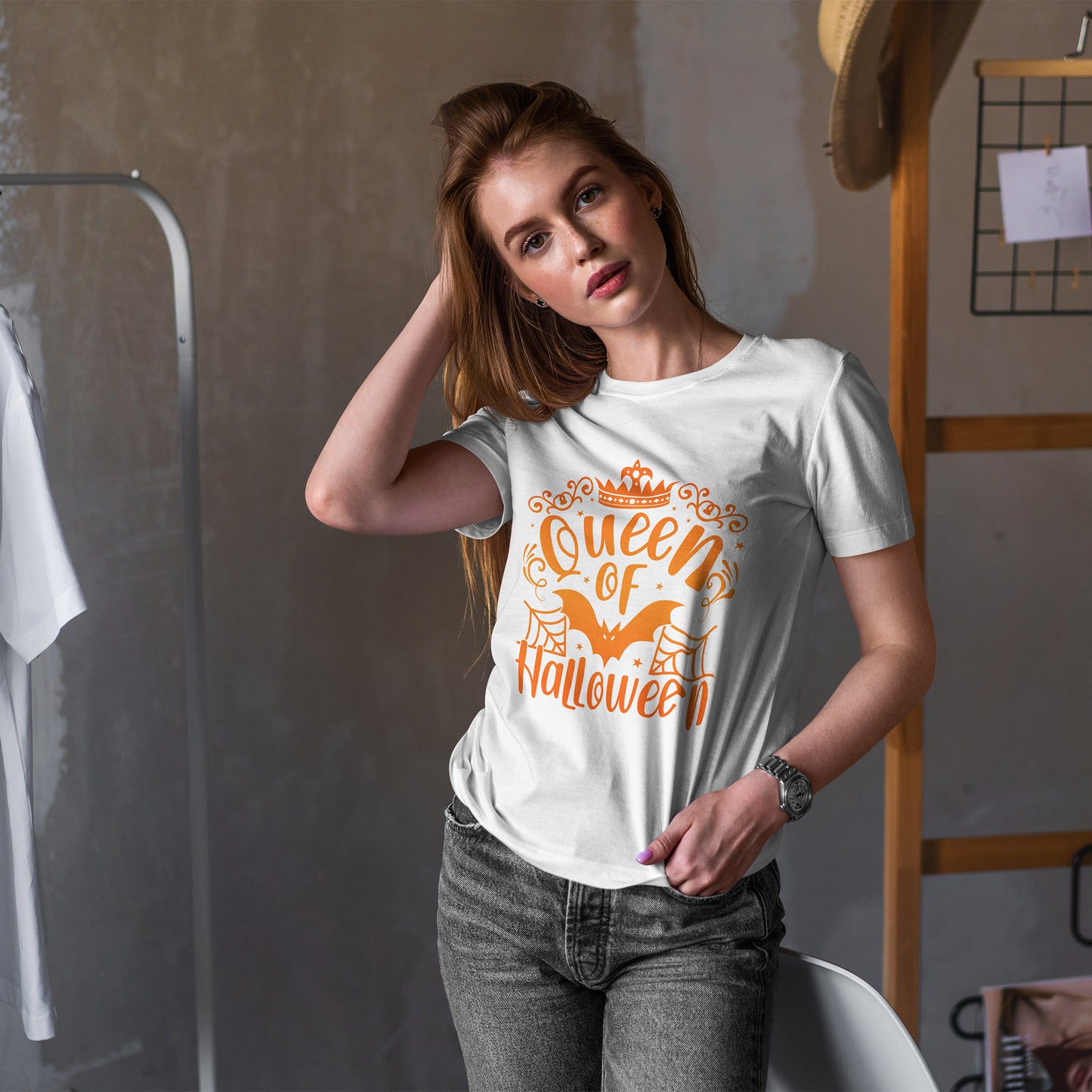 Queen of Halloween T-Shirt - Gothic Spider Web Crown Tee