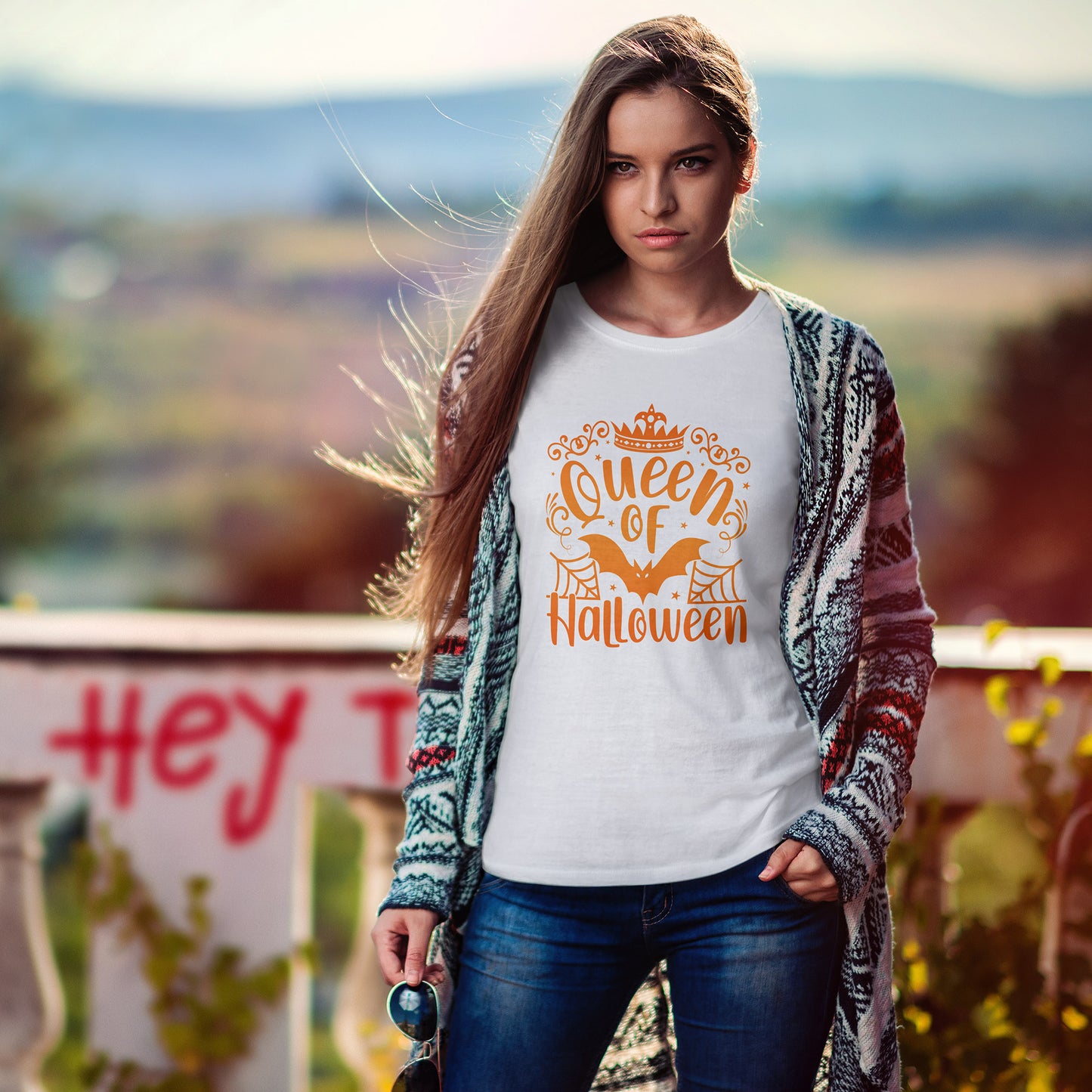 Queen of Halloween T-Shirt - Gothic Spider Web Crown Tee