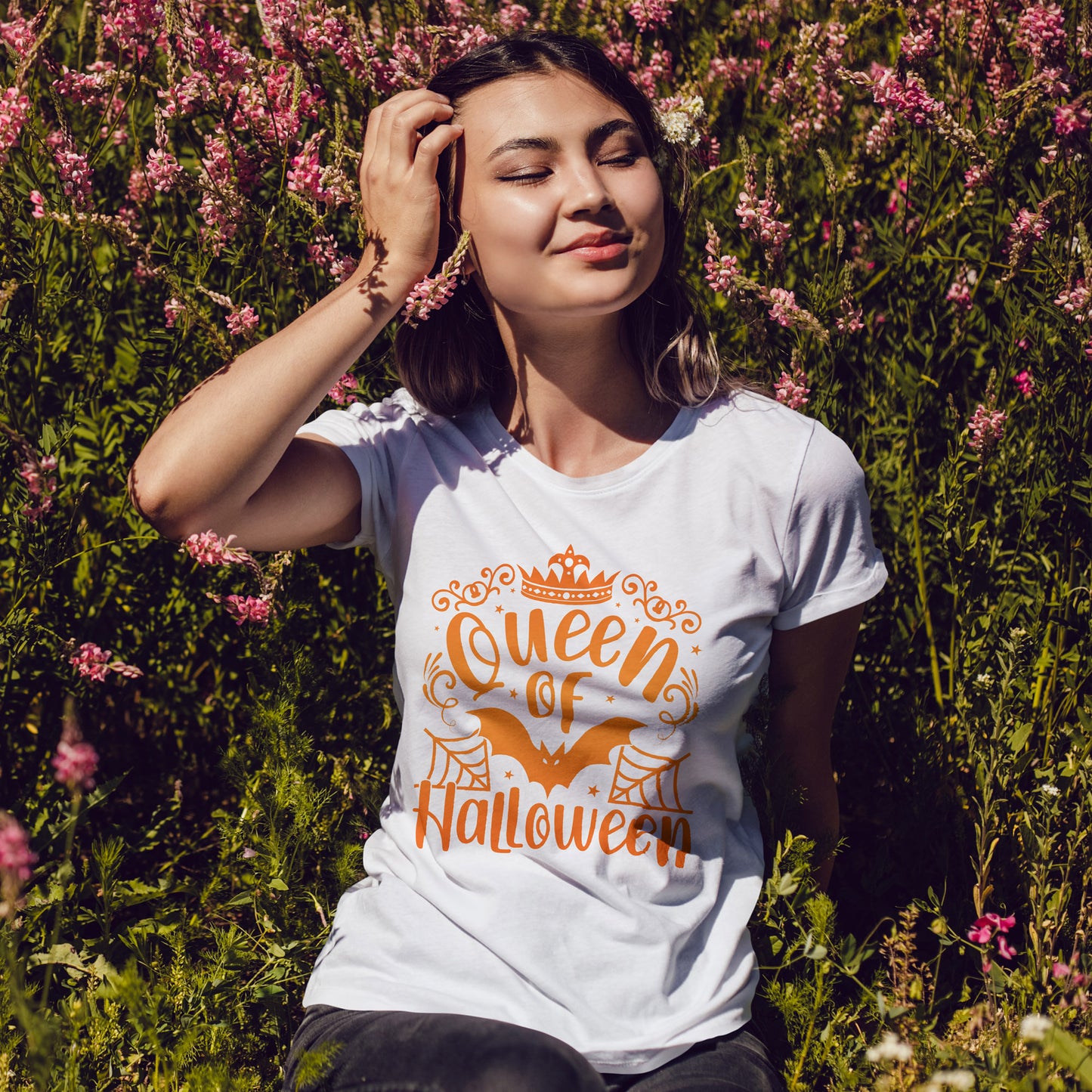 Queen of Halloween T-Shirt - Gothic Spider Web Crown Tee