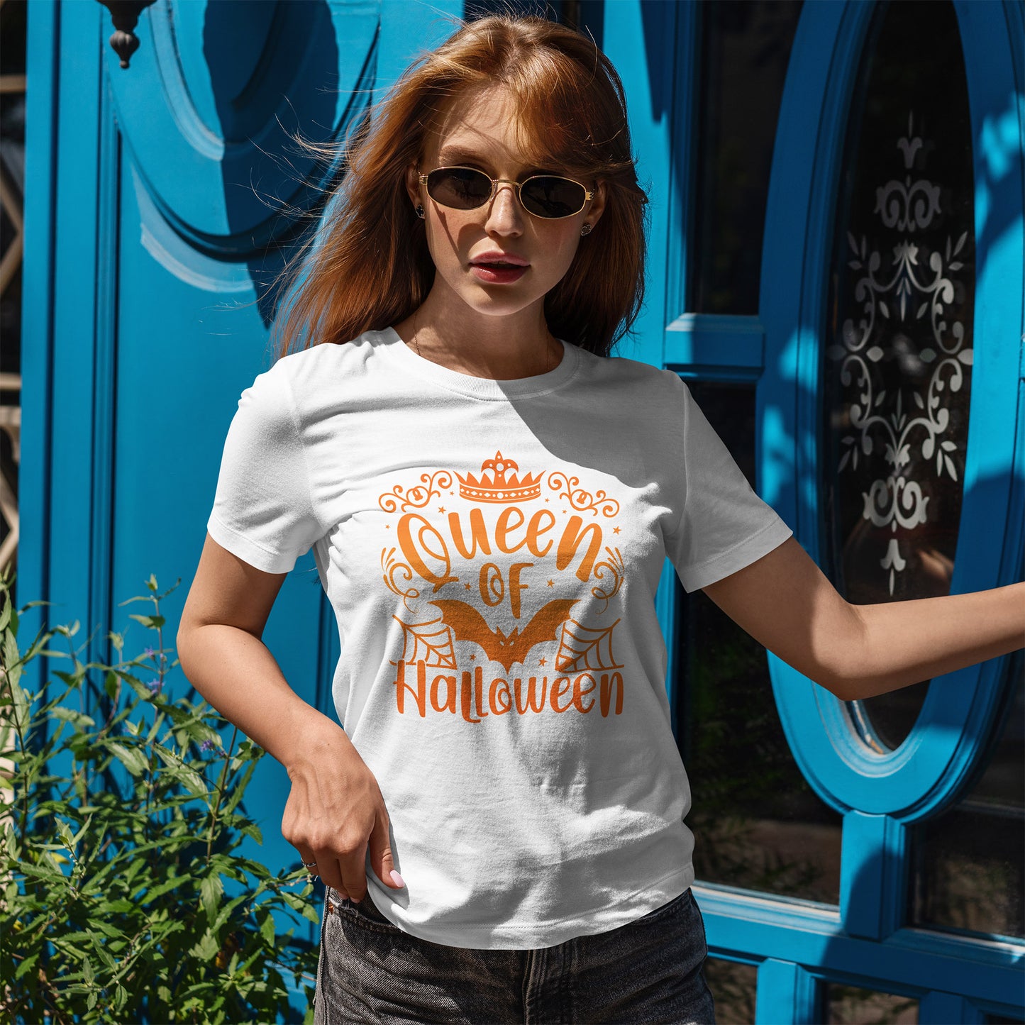 Queen of Halloween T-Shirt - Gothic Spider Web Crown Tee