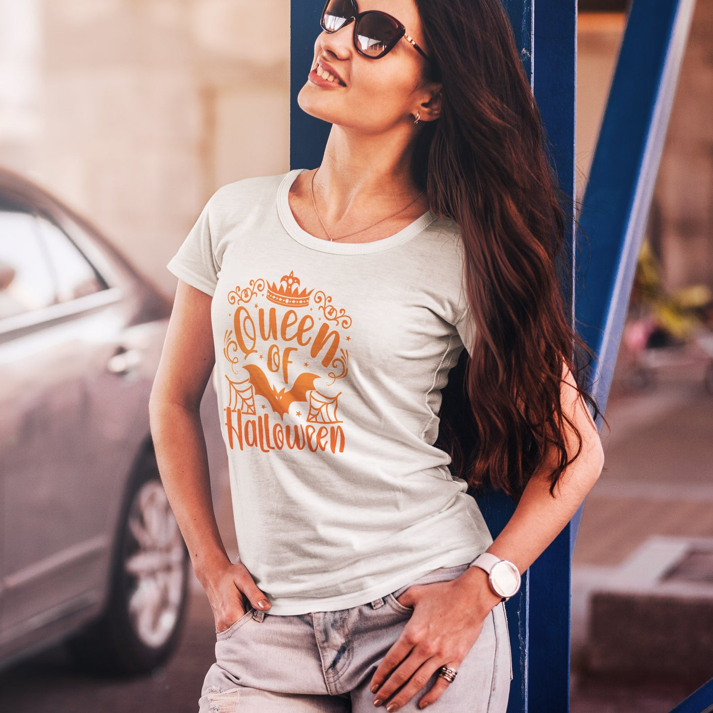 Queen of Halloween T-Shirt - Gothic Spider Web Crown Tee